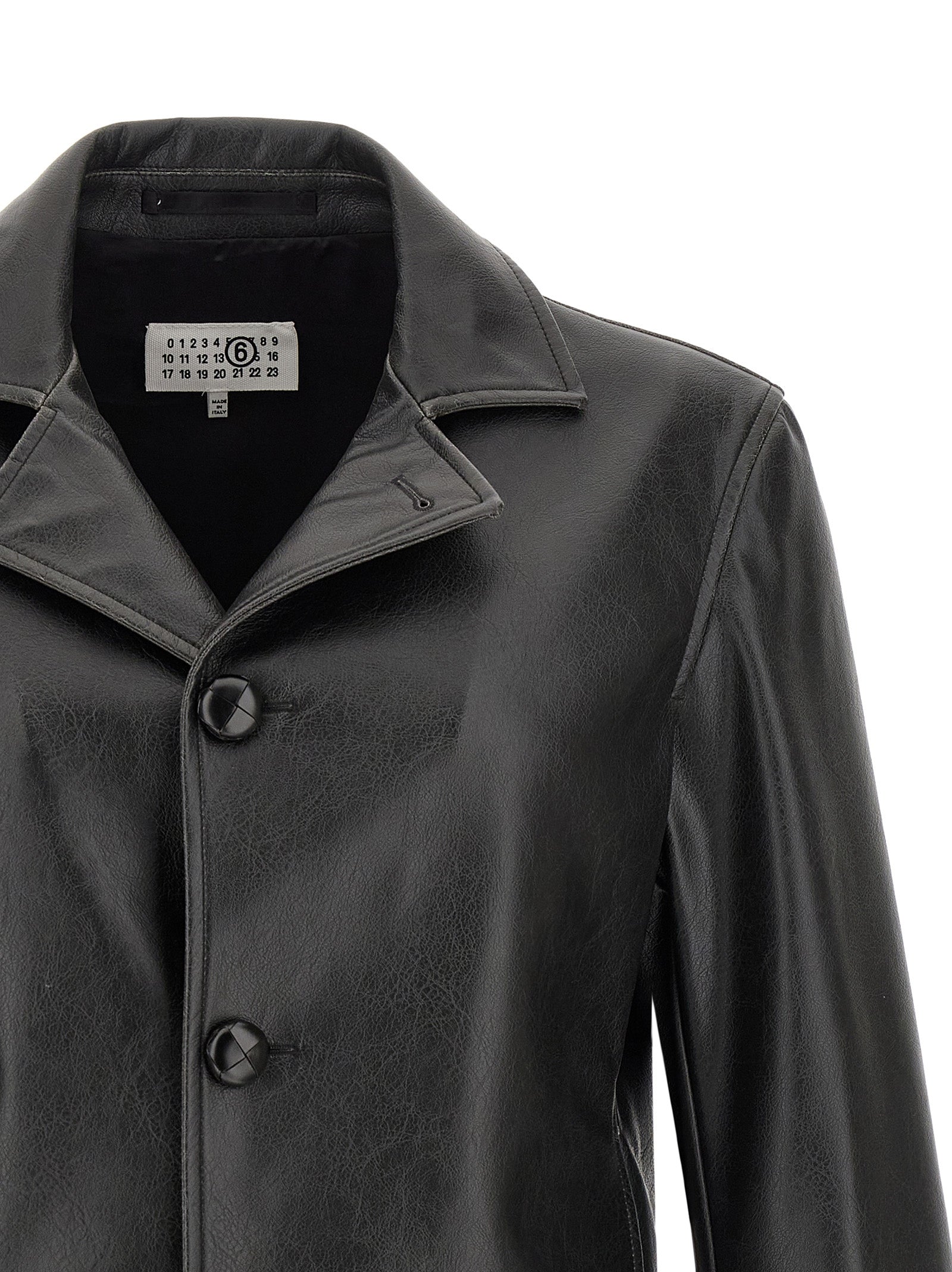 MM6 Maison Margiela Black Polyester Leather Jacket