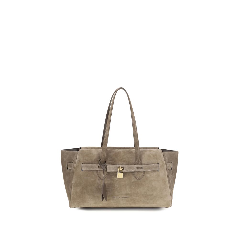 Brunello Cucinelli Beige Calf Leather Bos Taurus Shoulder Bag