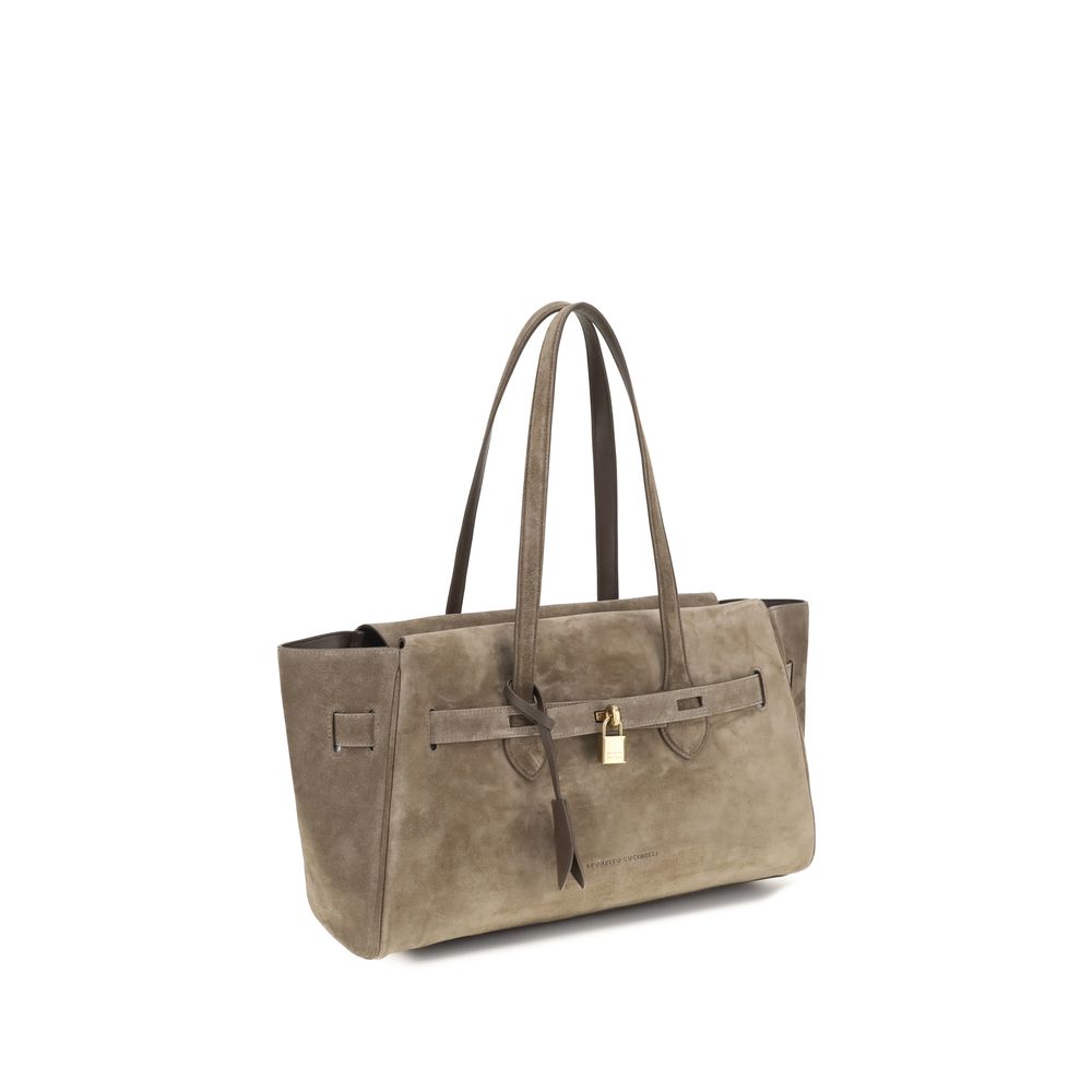 Brunello Cucinelli Beige Calf Leather Bos Taurus Shoulder Bag