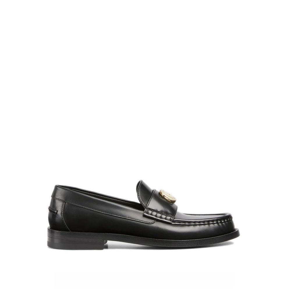 Gucci Black Leather Slip-On Loafers