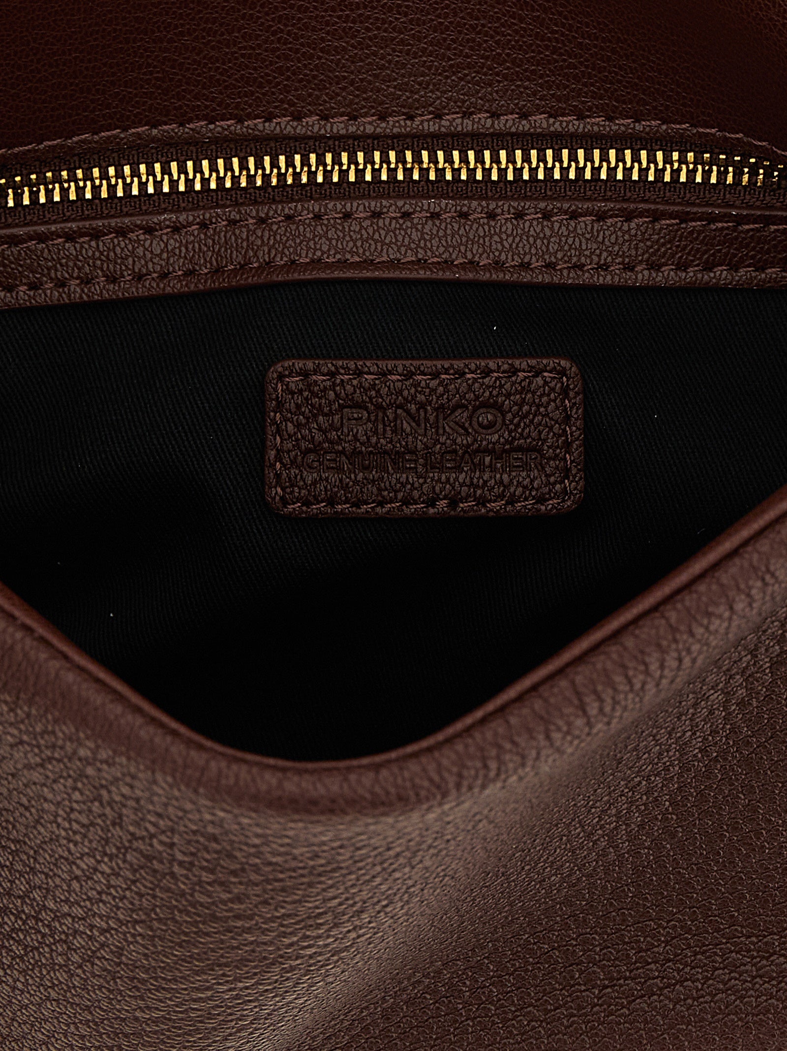 PINKO Brown Lamb Leather Shoulder Bag