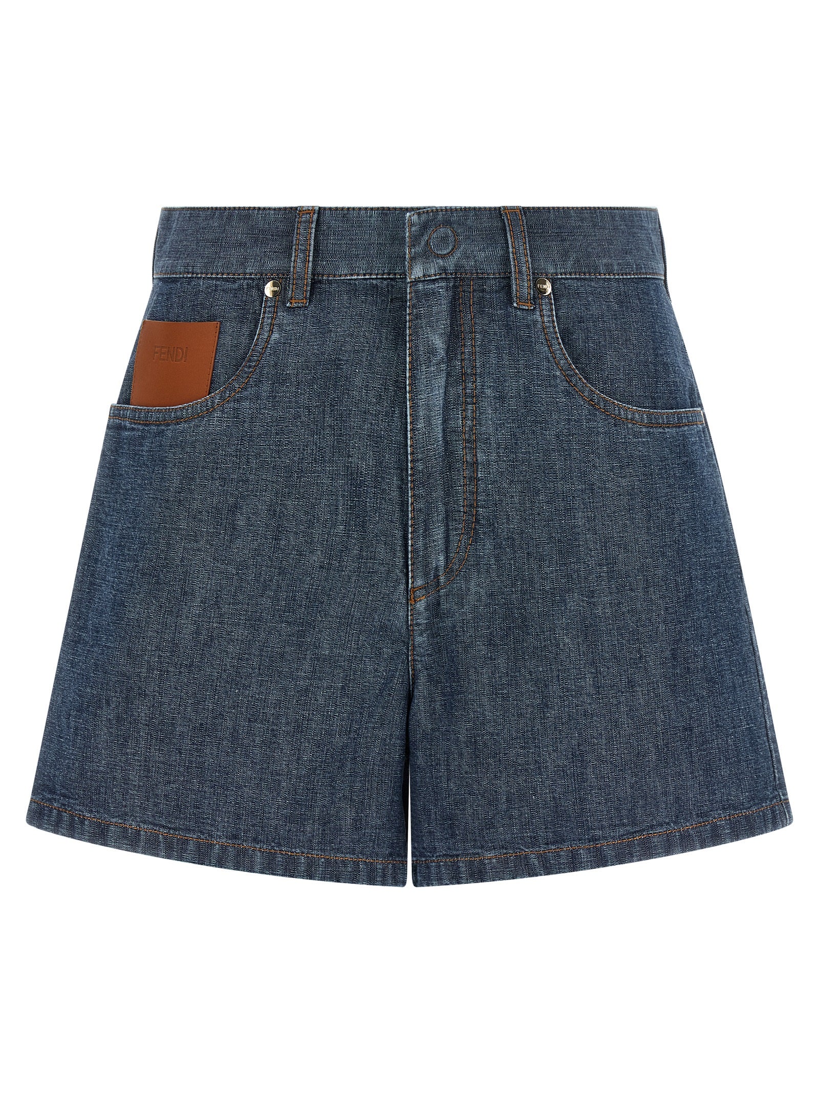 Fendi Blue Cotton Bermuda Shorts