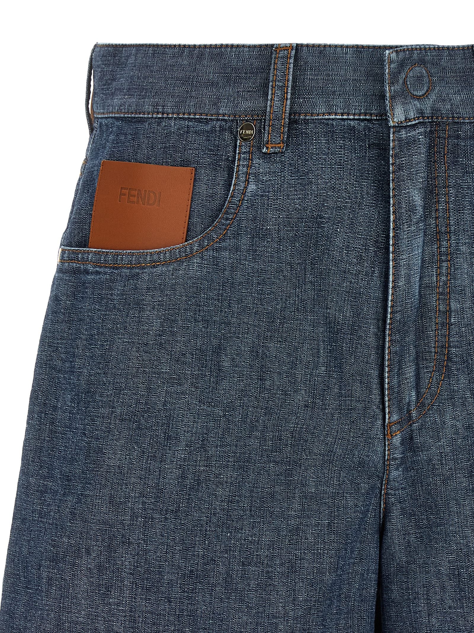Fendi Blue Cotton Bermuda Shorts