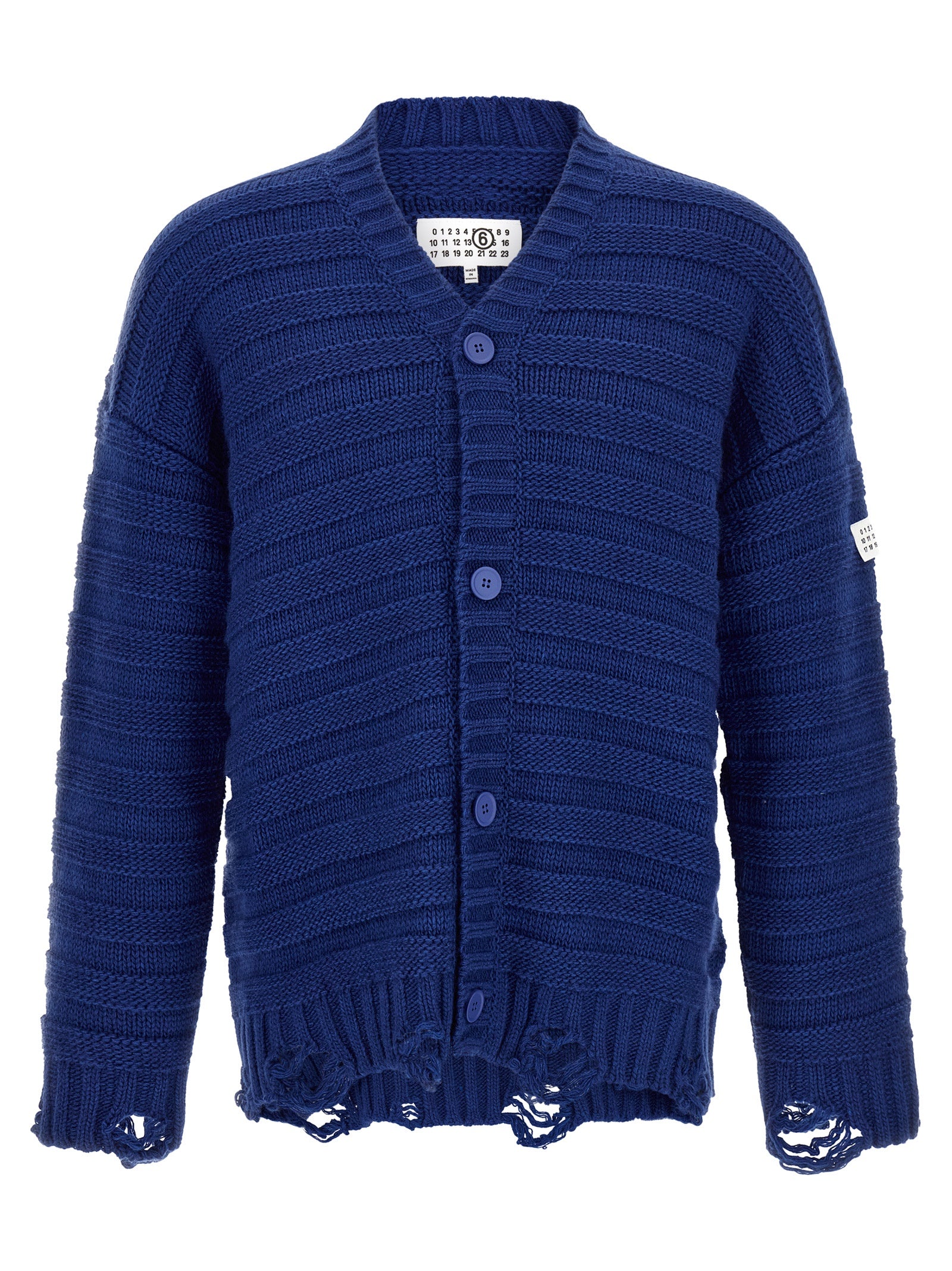 MM6 Maison Margiela Blue Virgin Wool Cardigan