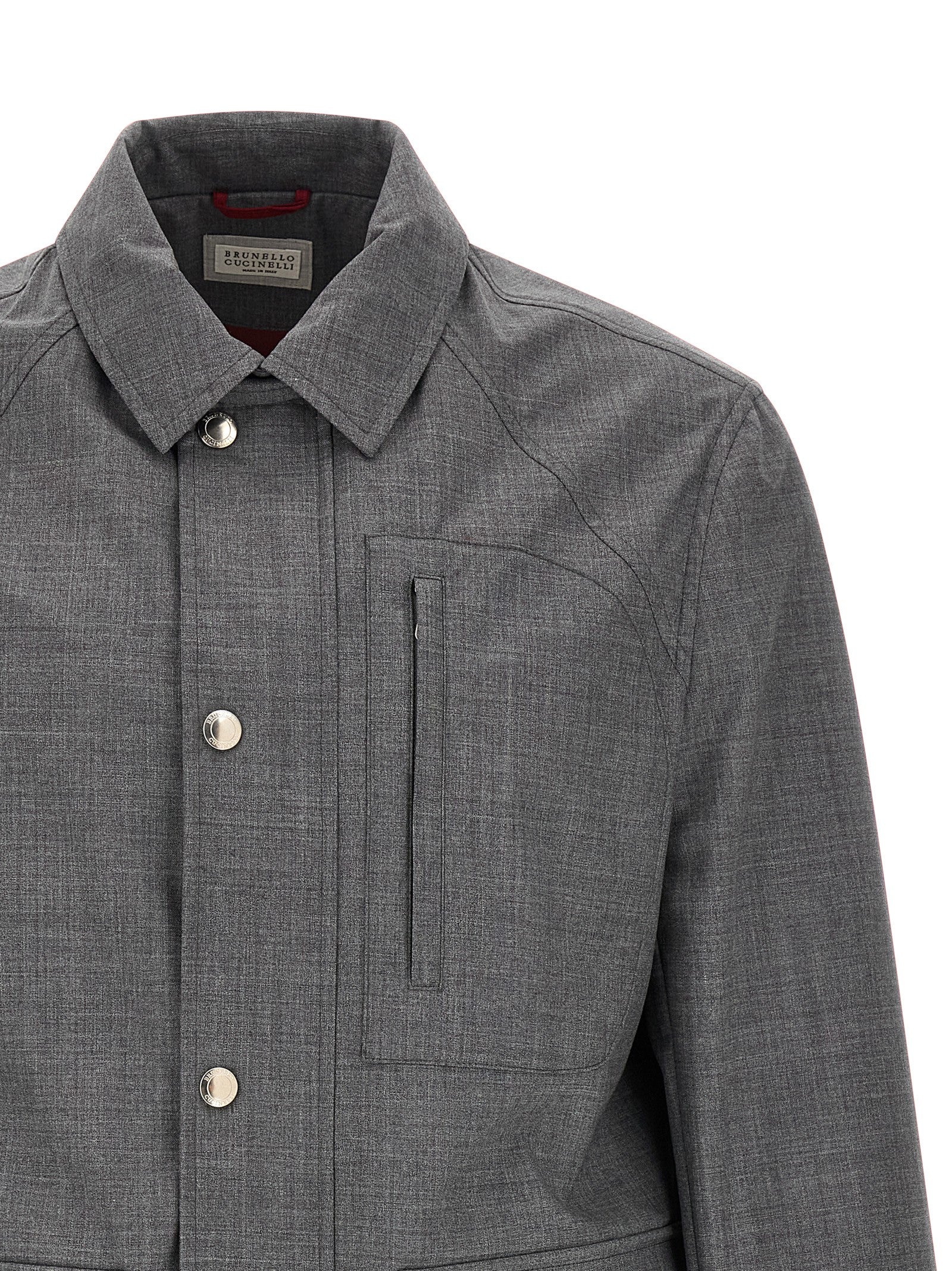 Brunello Cucinelli Gray Virgin Wool Full-Length Jacket