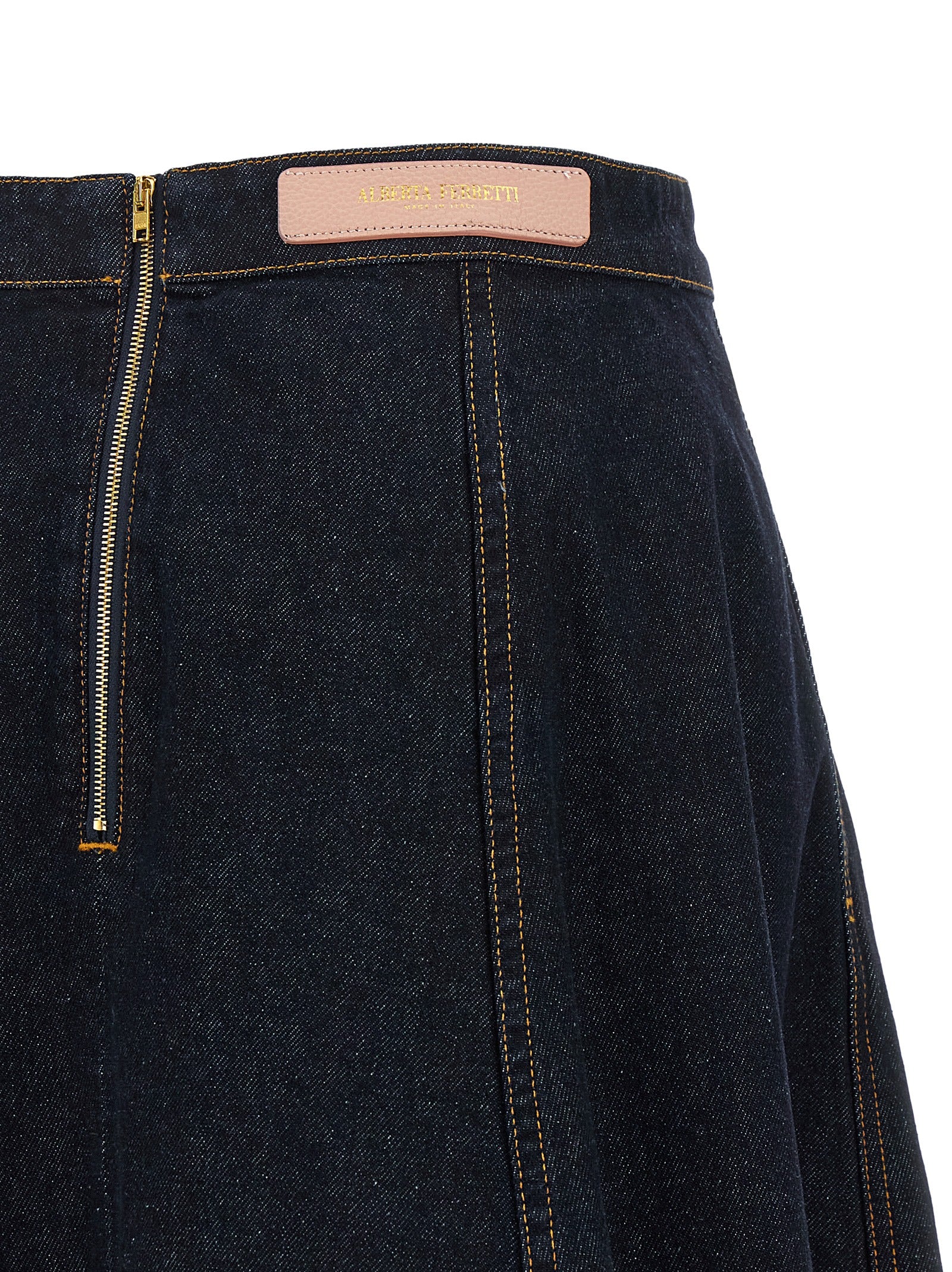 Alberta Ferretti Blue Cotton Mini Skirt