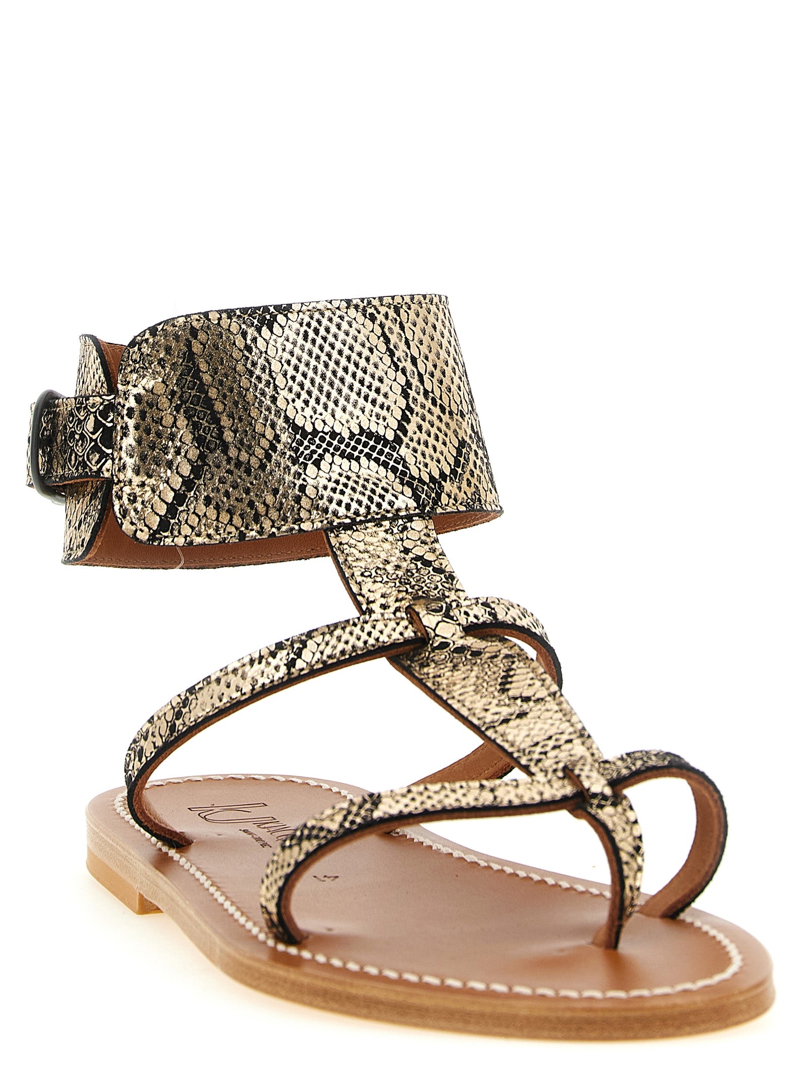 K.JACQUES SAINT TROPEZ Gray Goatskin Flat Sandals