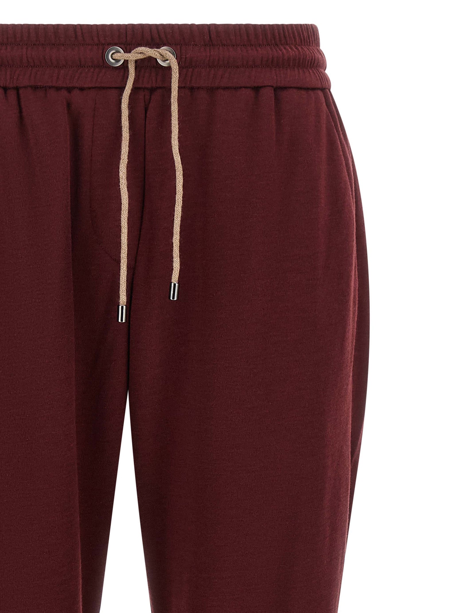 Brunello Cucinelli Bordeaux Cotton Joggers (Workout Pants)