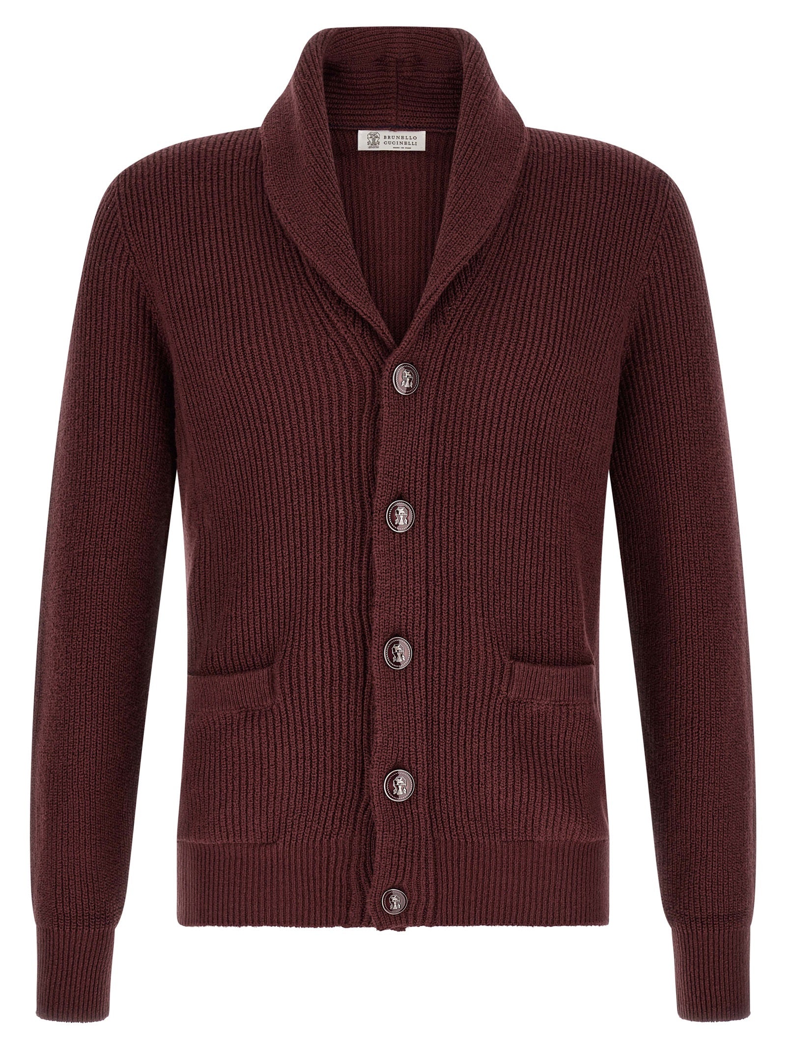Brunello Cucinelli Bordeaux Cotton Cardigan