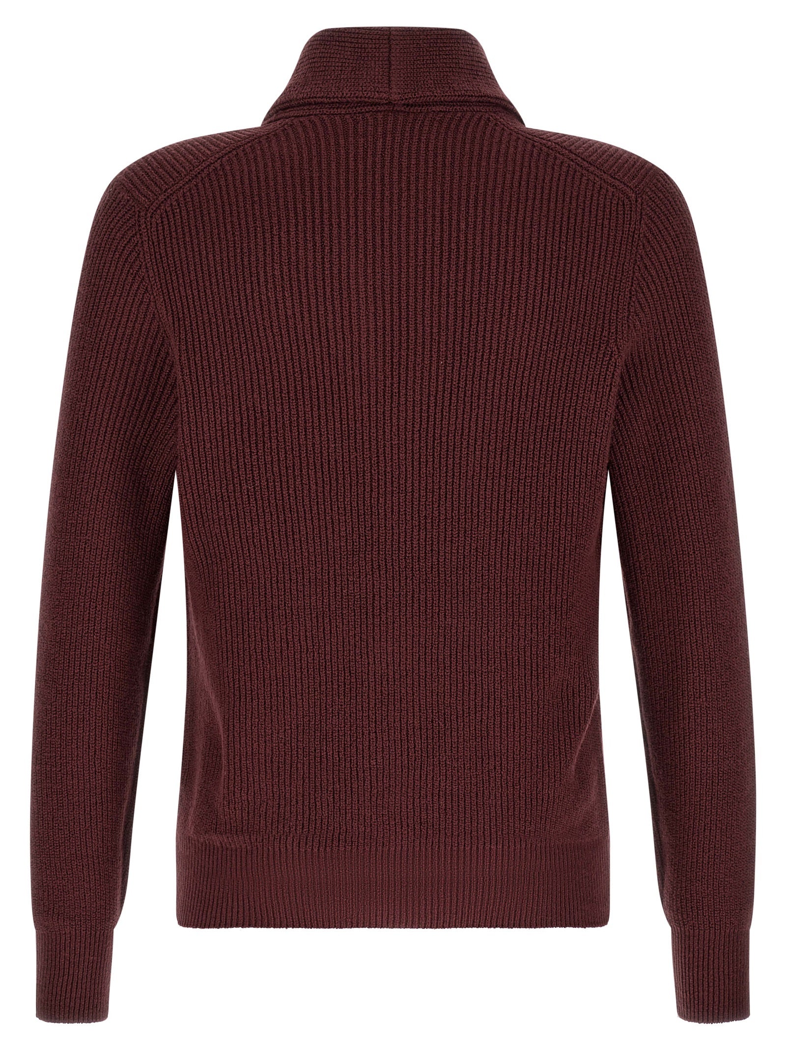 Brunello Cucinelli Bordeaux Cotton Cardigan