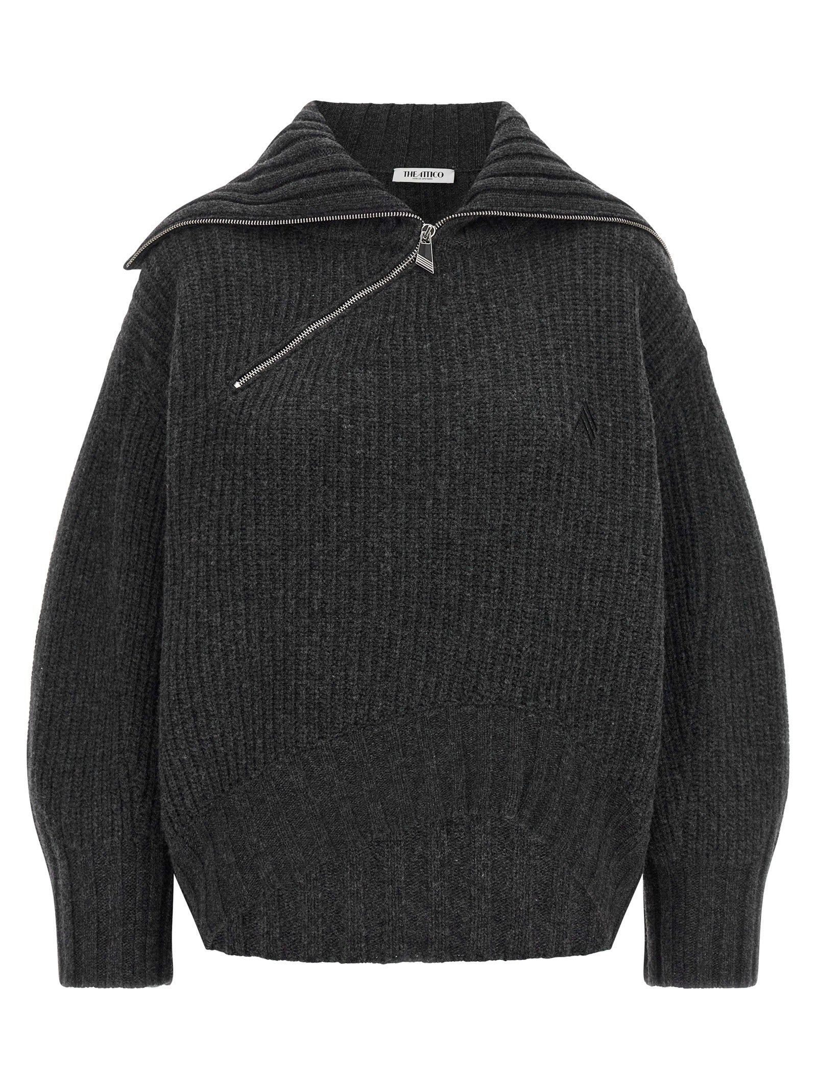 The Attico Gray Virgin Wool Cardigan