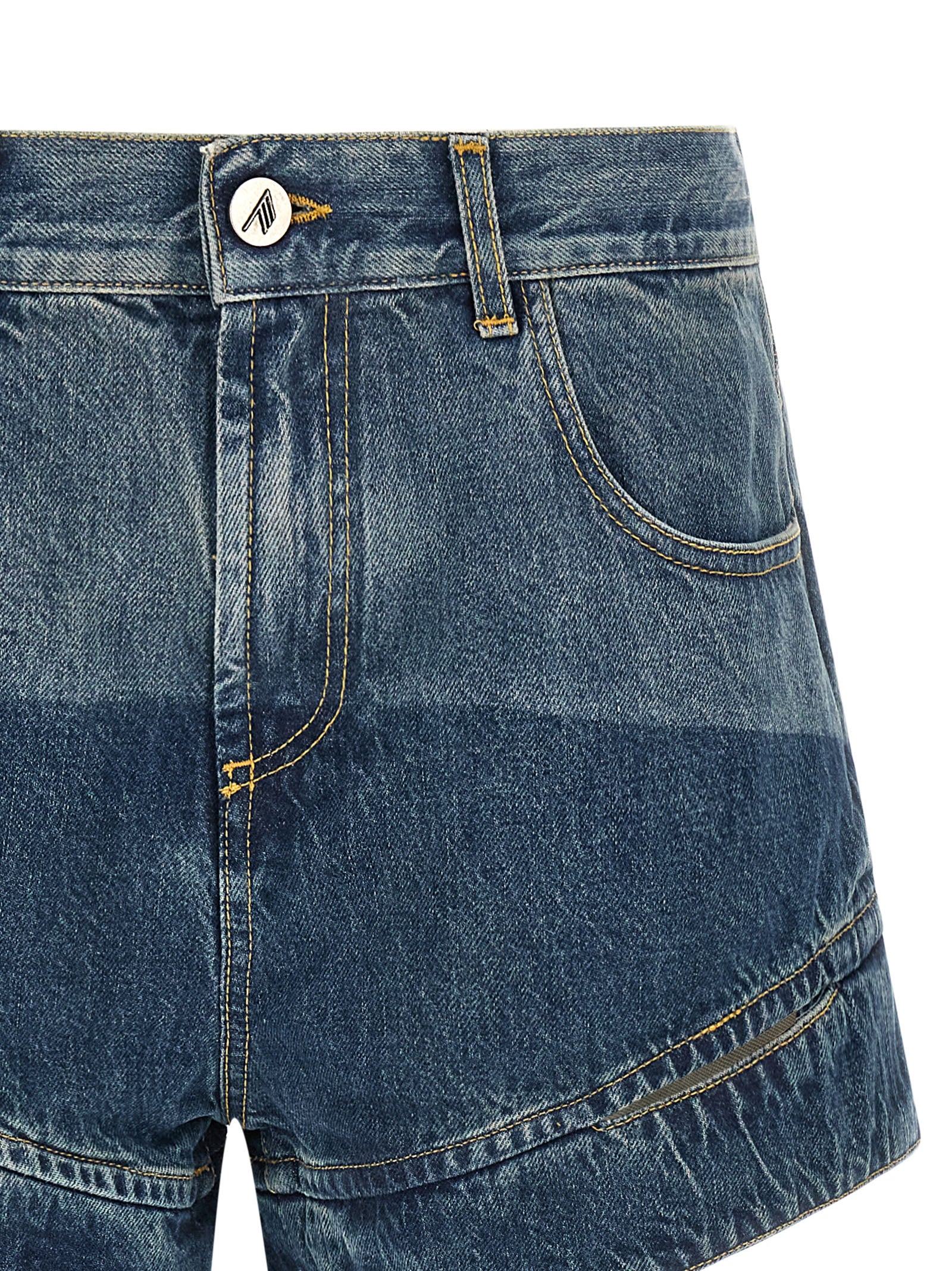 The Attico Blue Cotton Bermuda Shorts