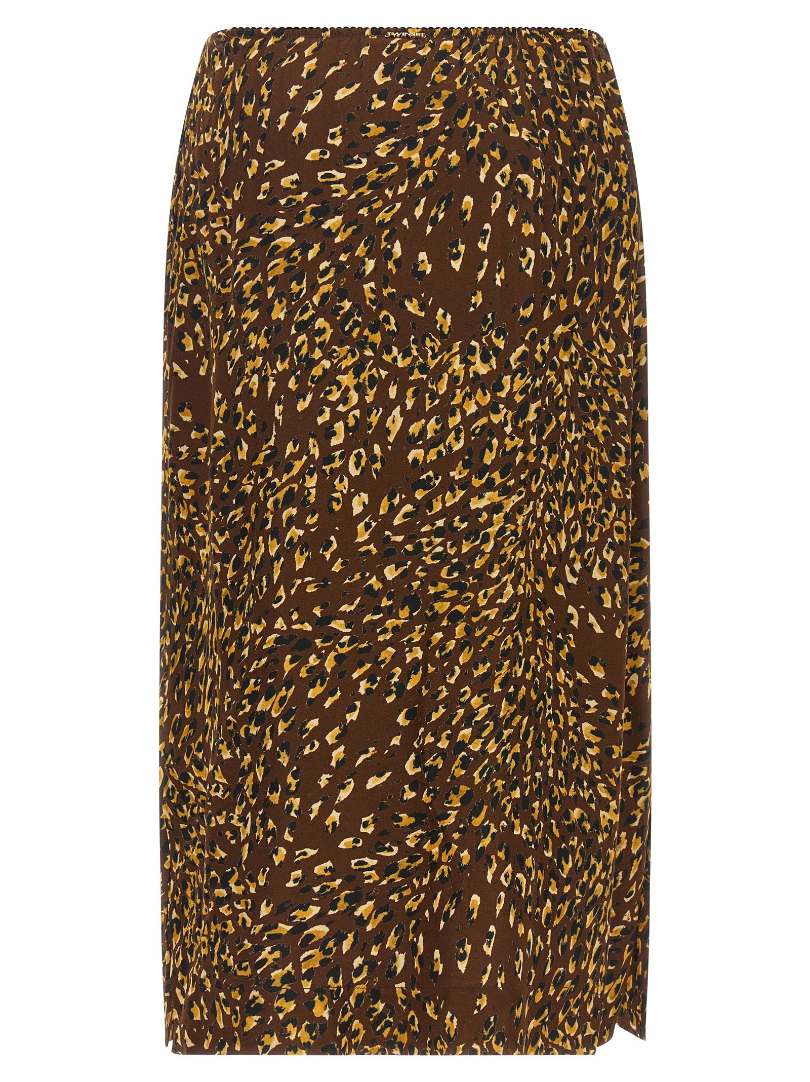 Twinset Brown Viscose Midi Skirt