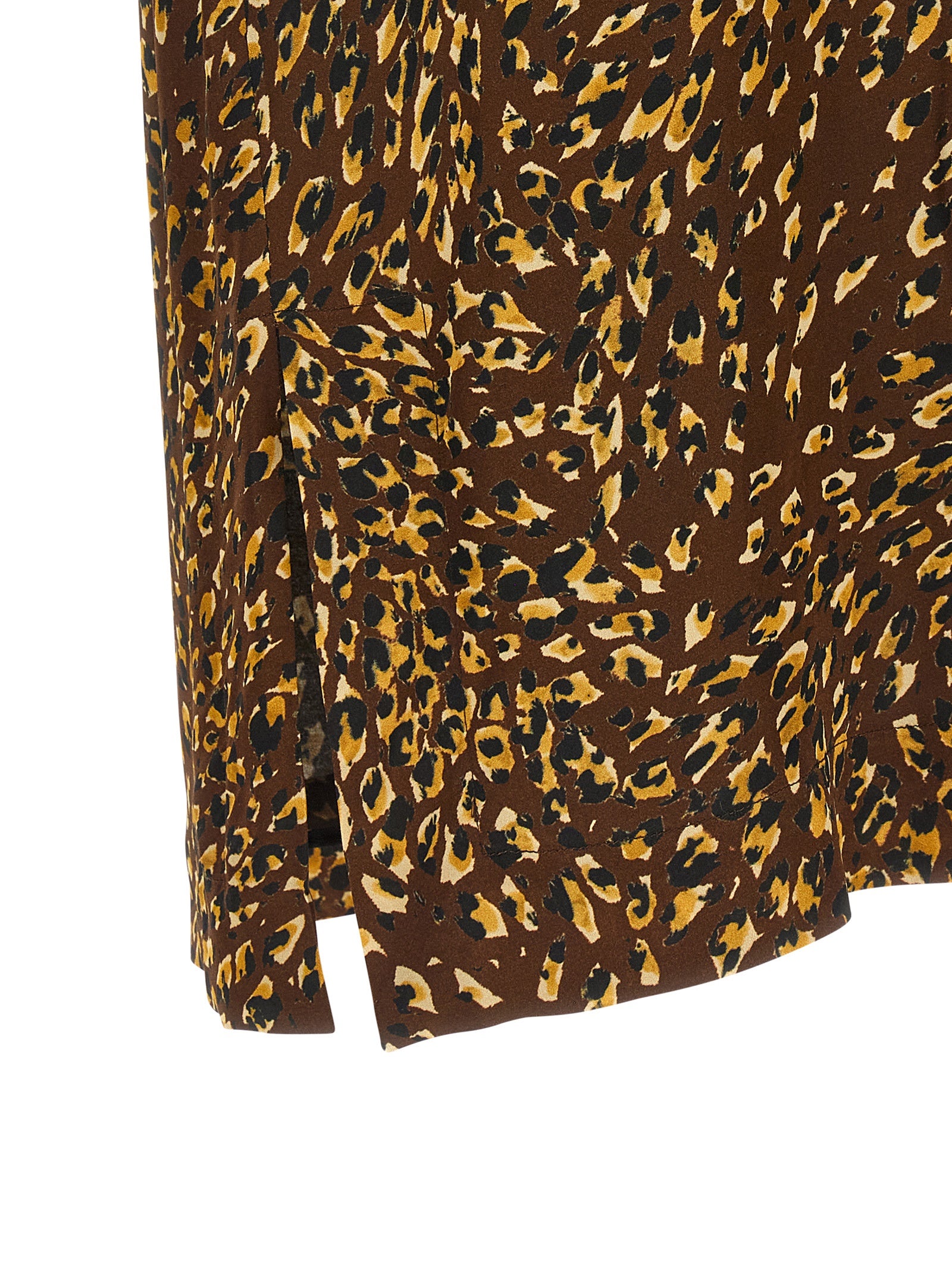 Twinset Brown Viscose Midi Skirt