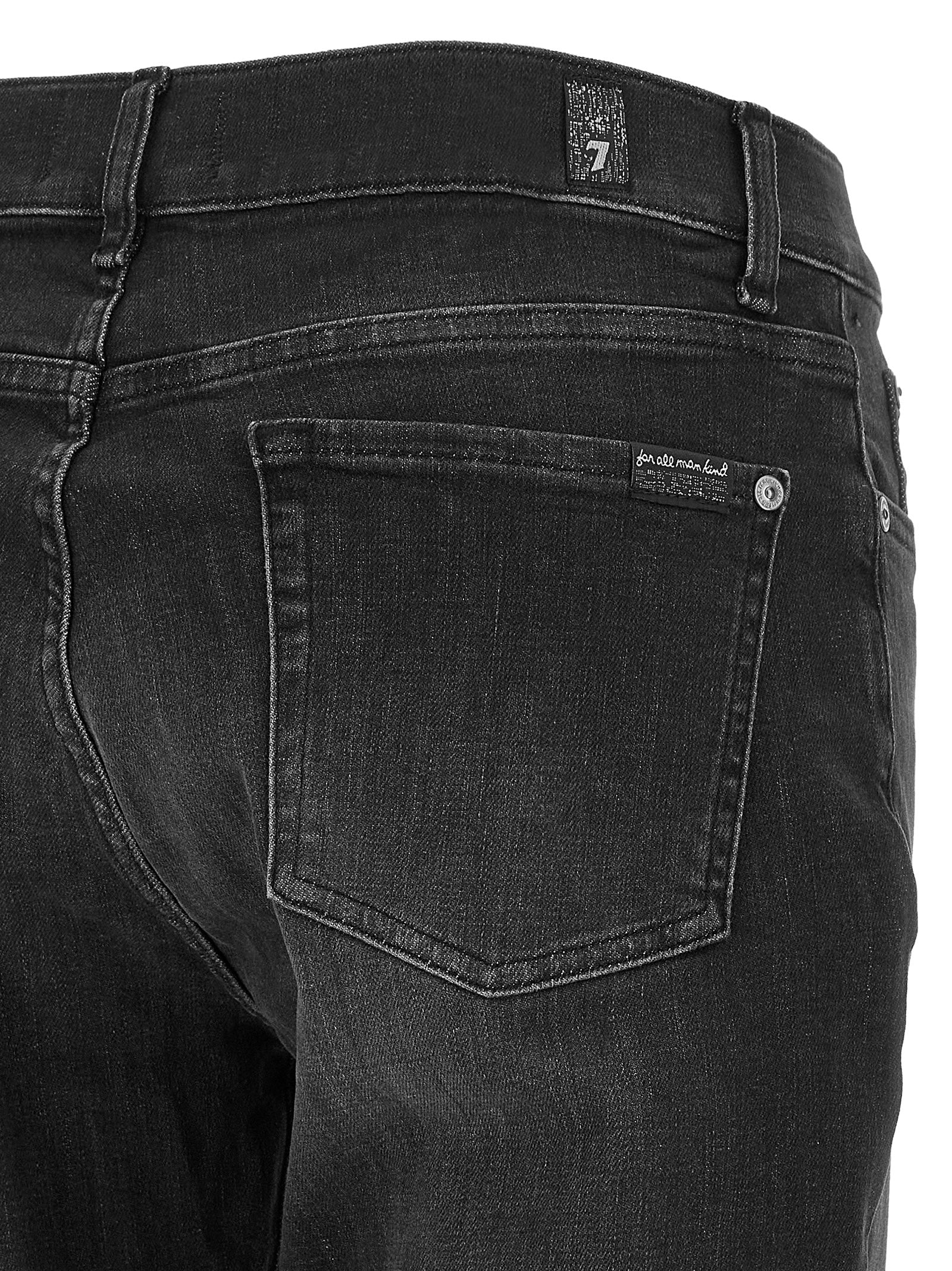 7 For All Mankind Black Cotton Relaxed Fit Jeans