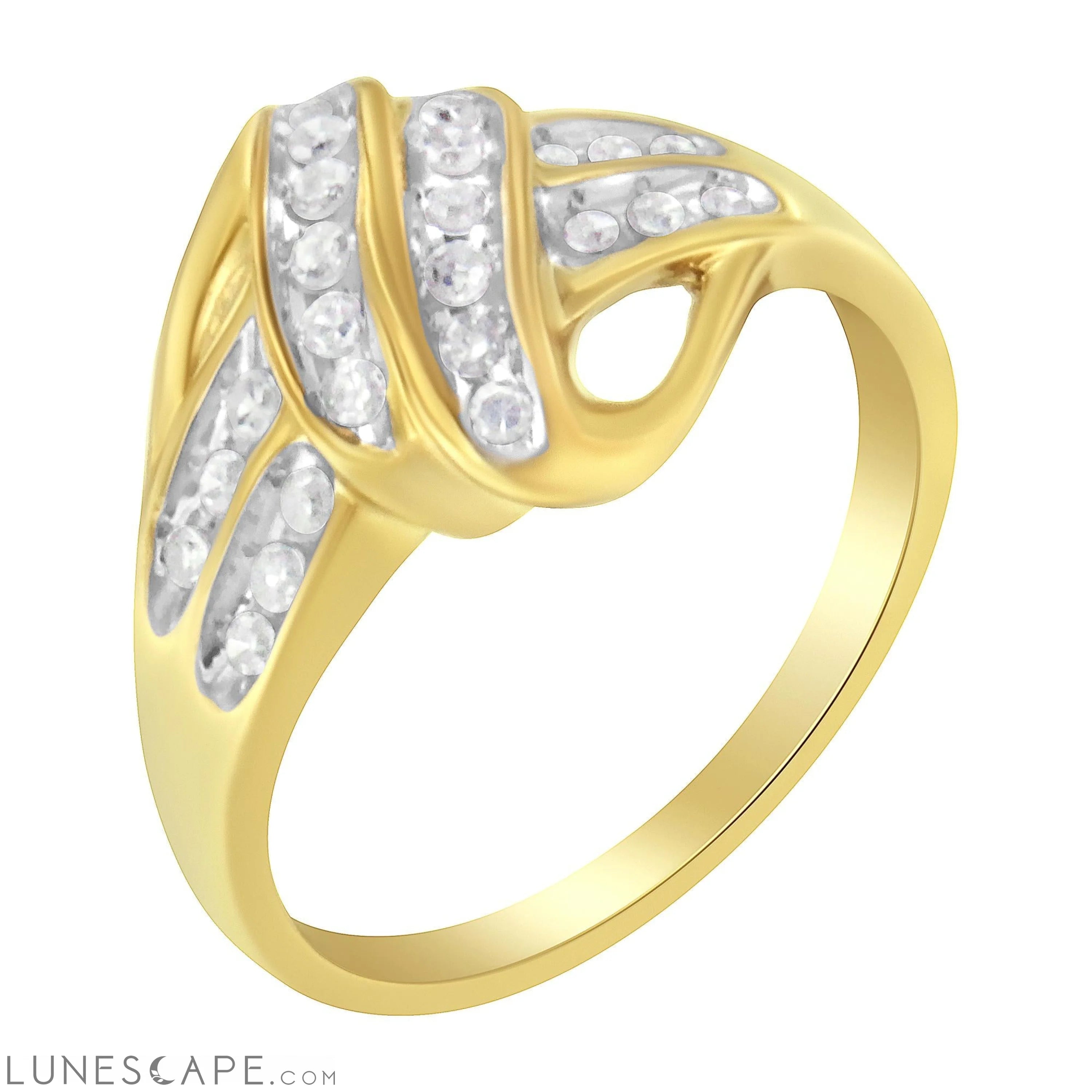 10K Yellow Gold Plated .925 Sterling Silver 1.0 Cttw Diamond Flower Cluster Open Halo Floral Ring (J-K Color, I2-I3 Clar LUNESCAPE