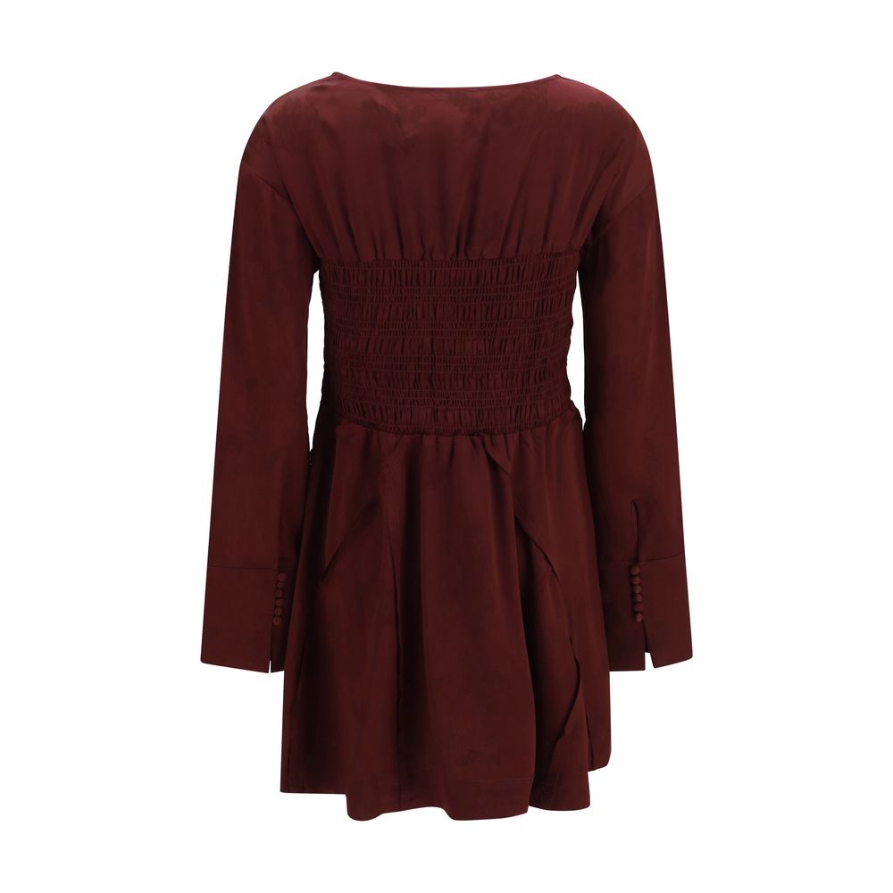 Ganni Bordeaux Acetate Casual Dress