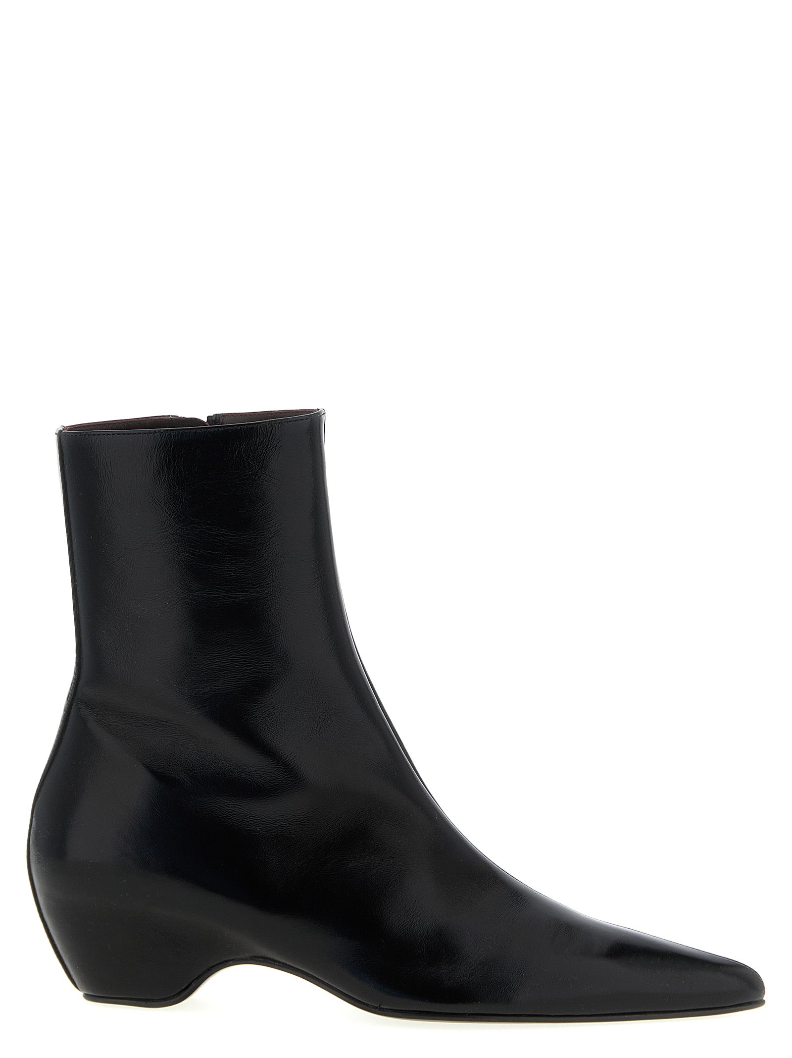 Khaite Black Calfskin Ankle Boots