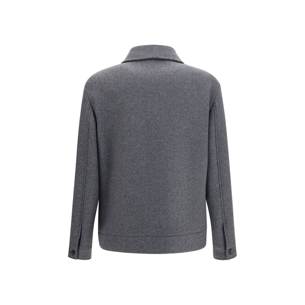Valentino Garavani Gray Wool Oves Aries Full-Length Jacket