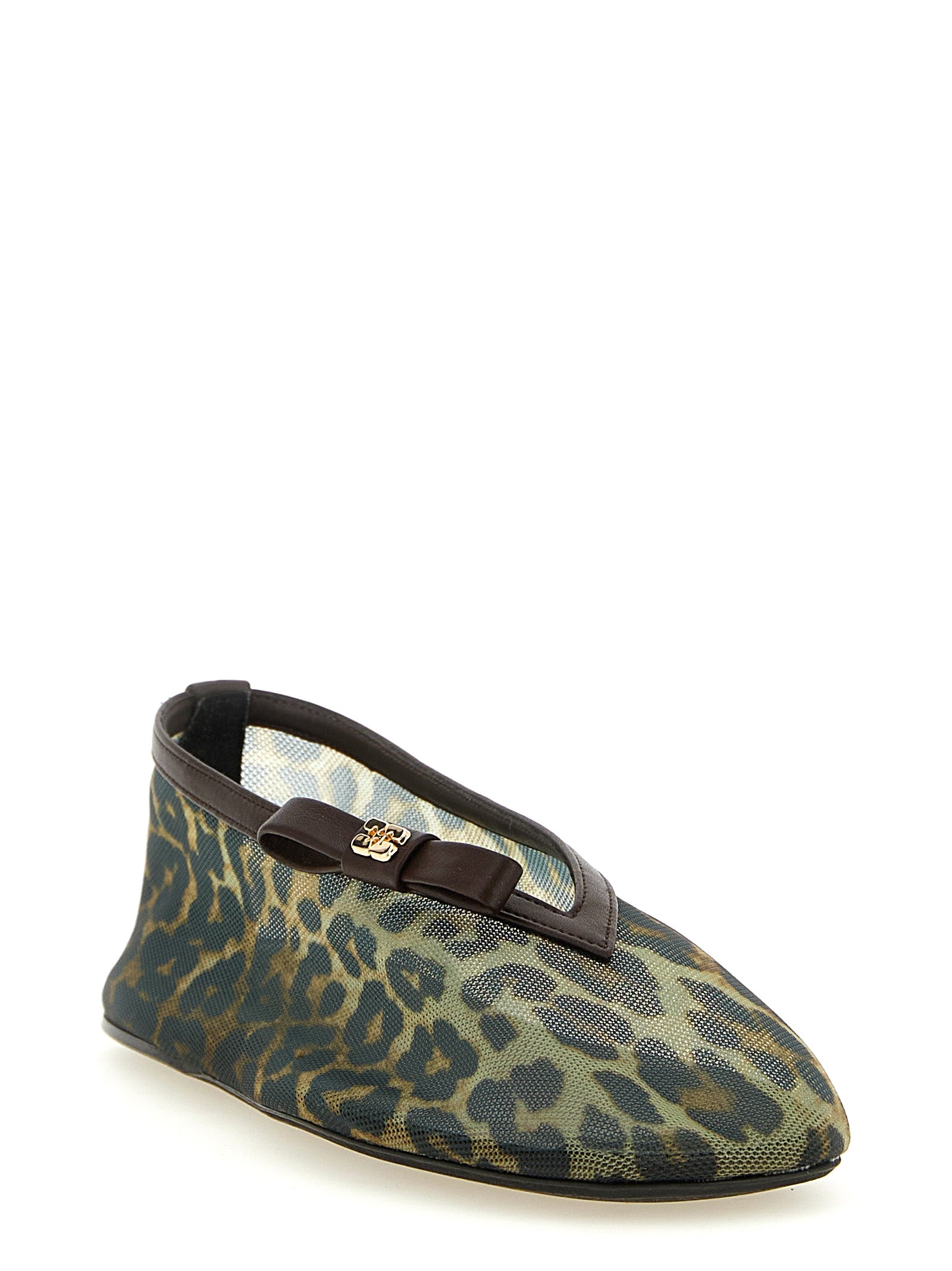 Ganni Brown Nylon Ballet Flats
