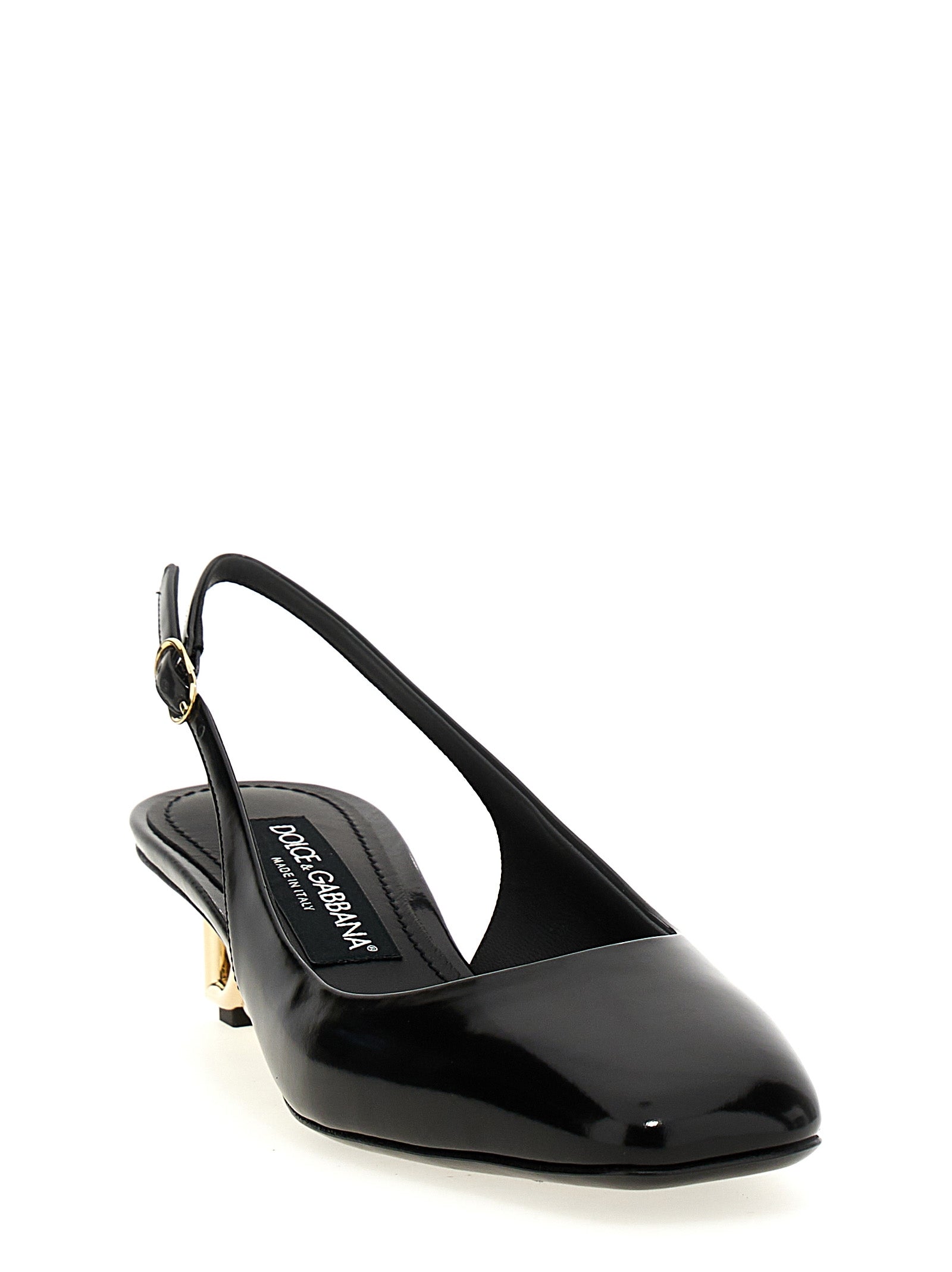 Dolce & Gabbana Black Calfskin Mid Heel Pumps