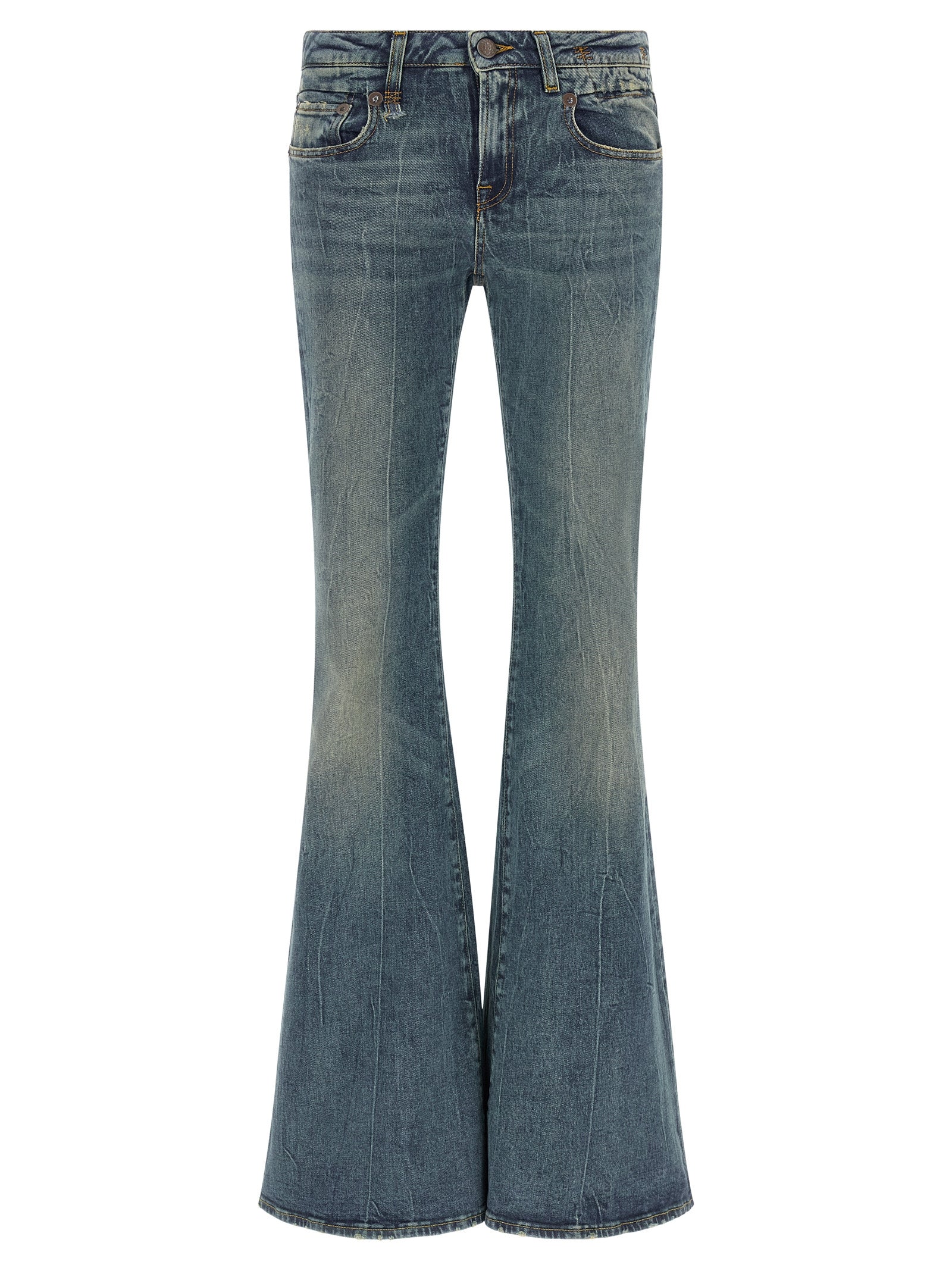 R13 Blue Cotton Flared Jeans