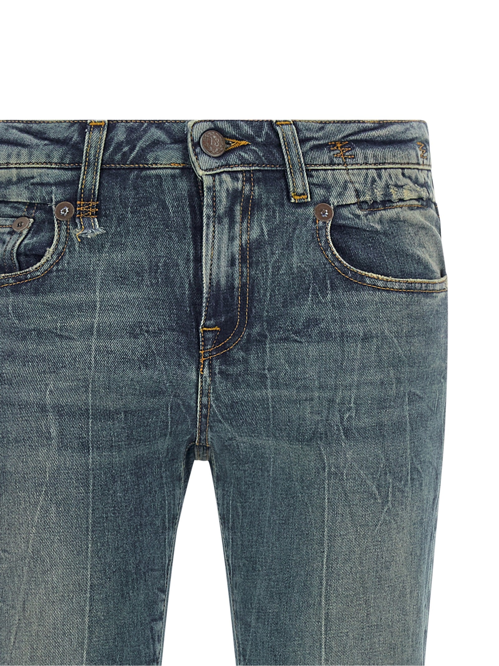 R13 Blue Cotton Flared Jeans