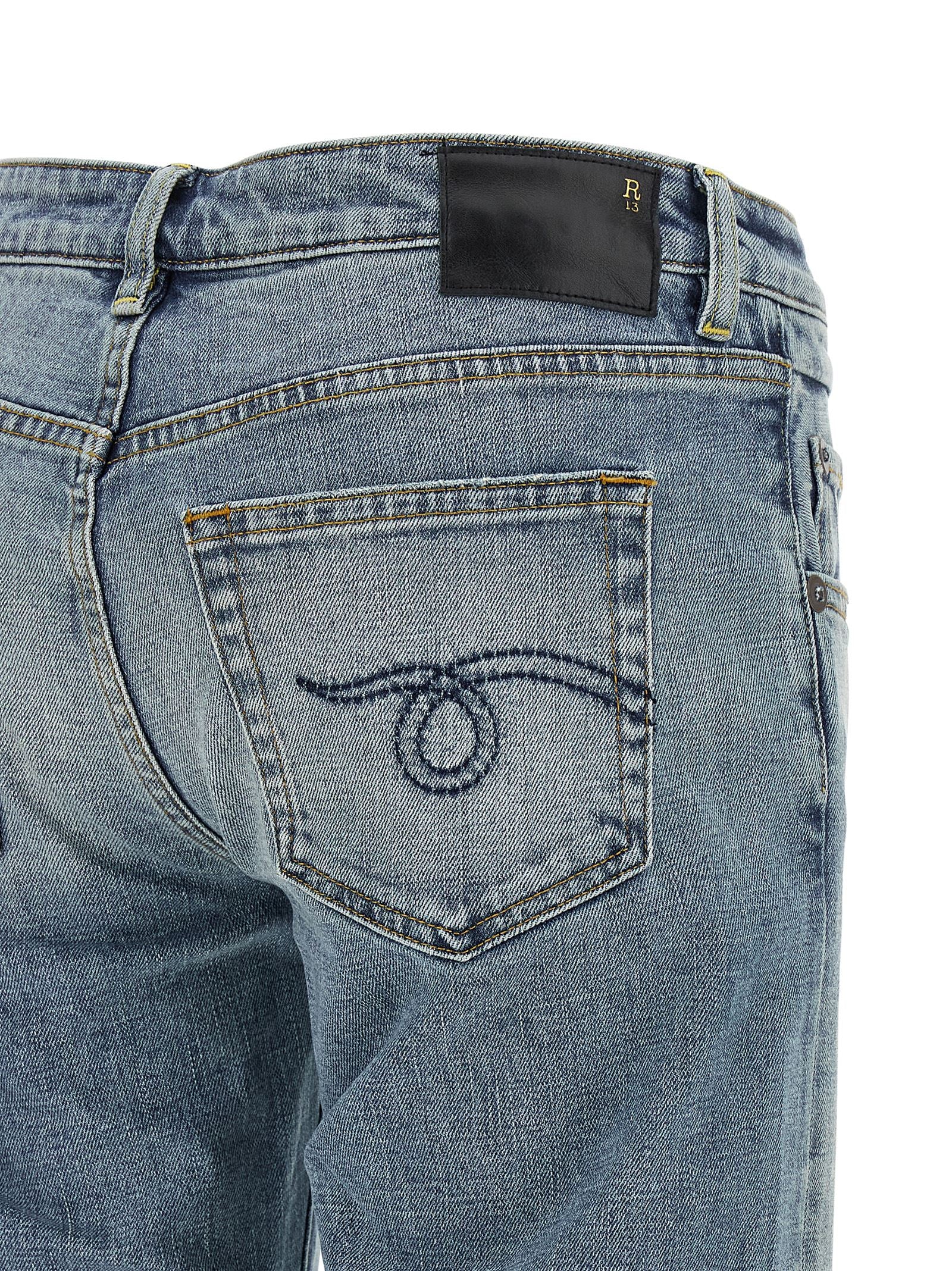 R13 Blue Cotton Flared Jeans