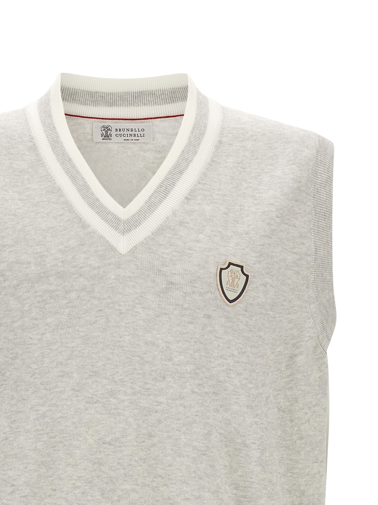 Brunello Cucinelli Gray Cotton Sleeveles Sweater