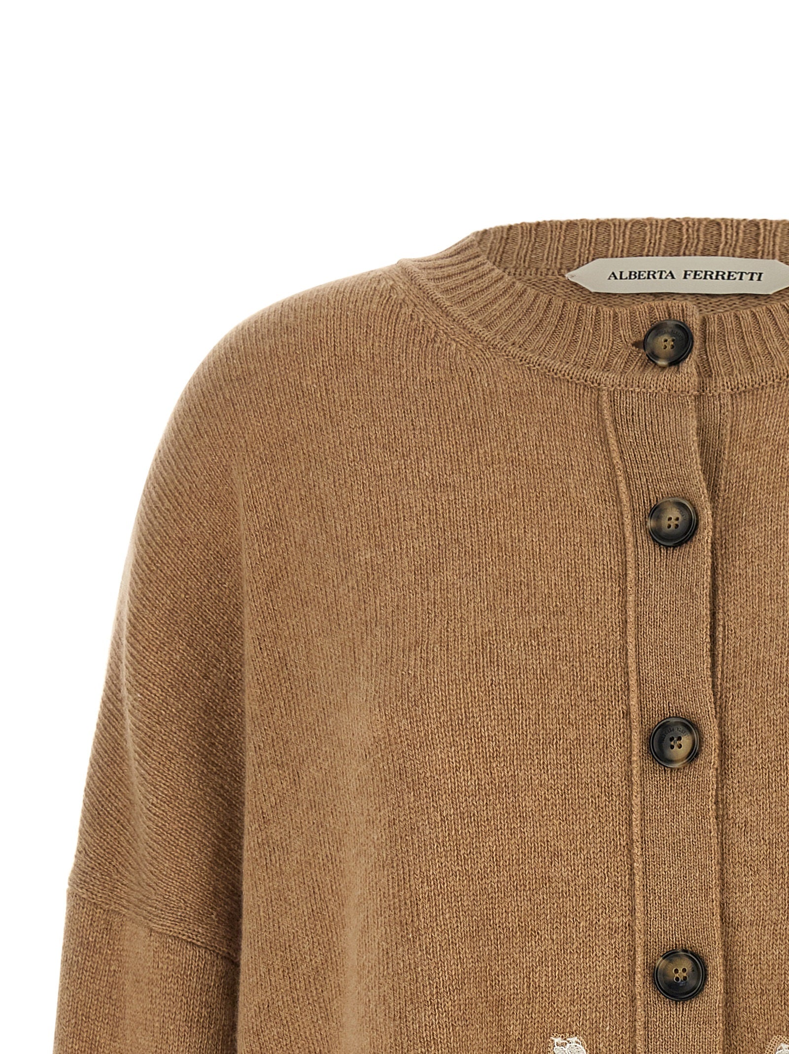 Alberta Ferretti Brown Cashmere Cardigan
