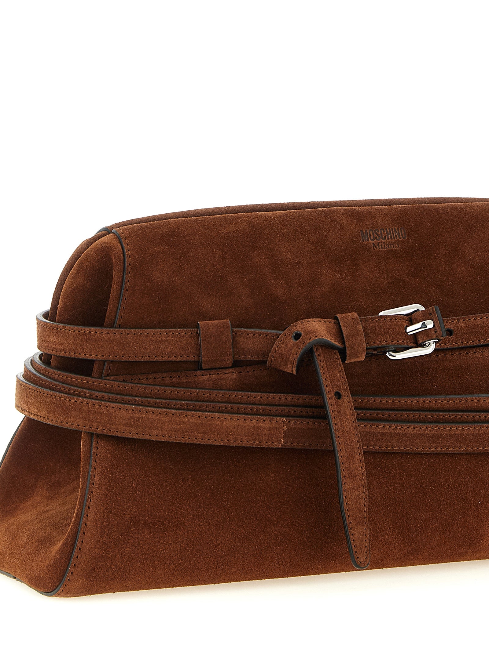 Moschino Brown Calfskin Clutch Bag