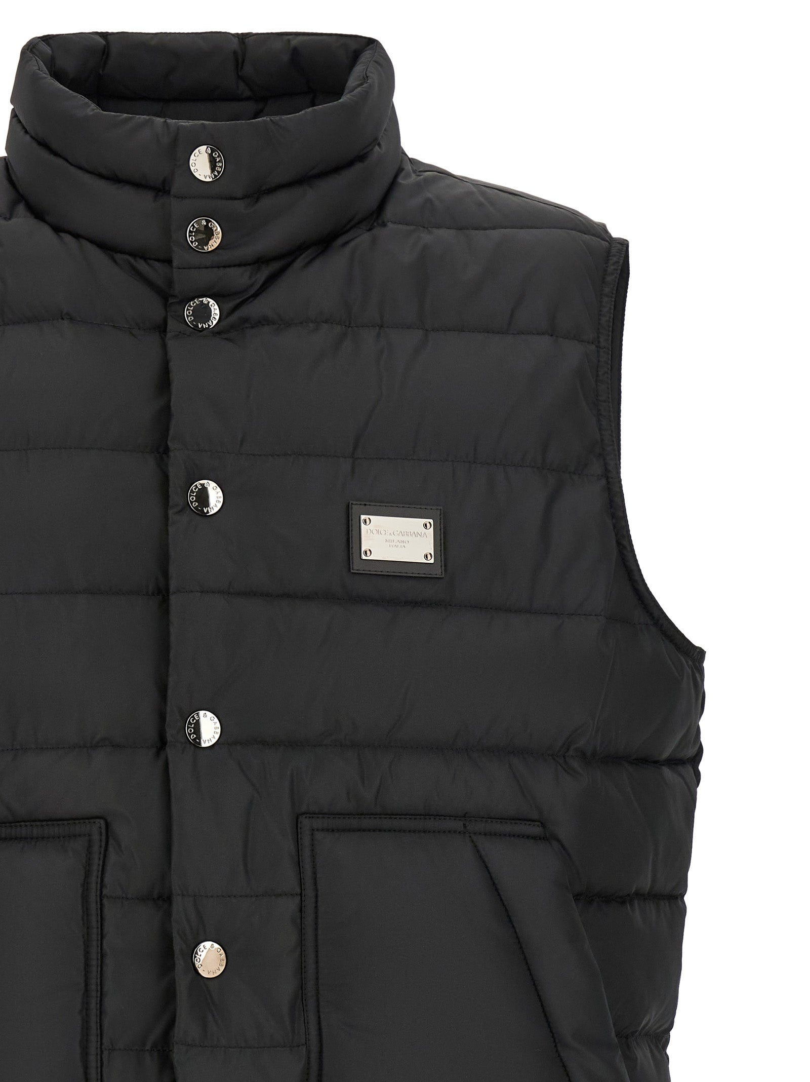 Dolce & Gabbana Black Polyester Sleeveless Jacket