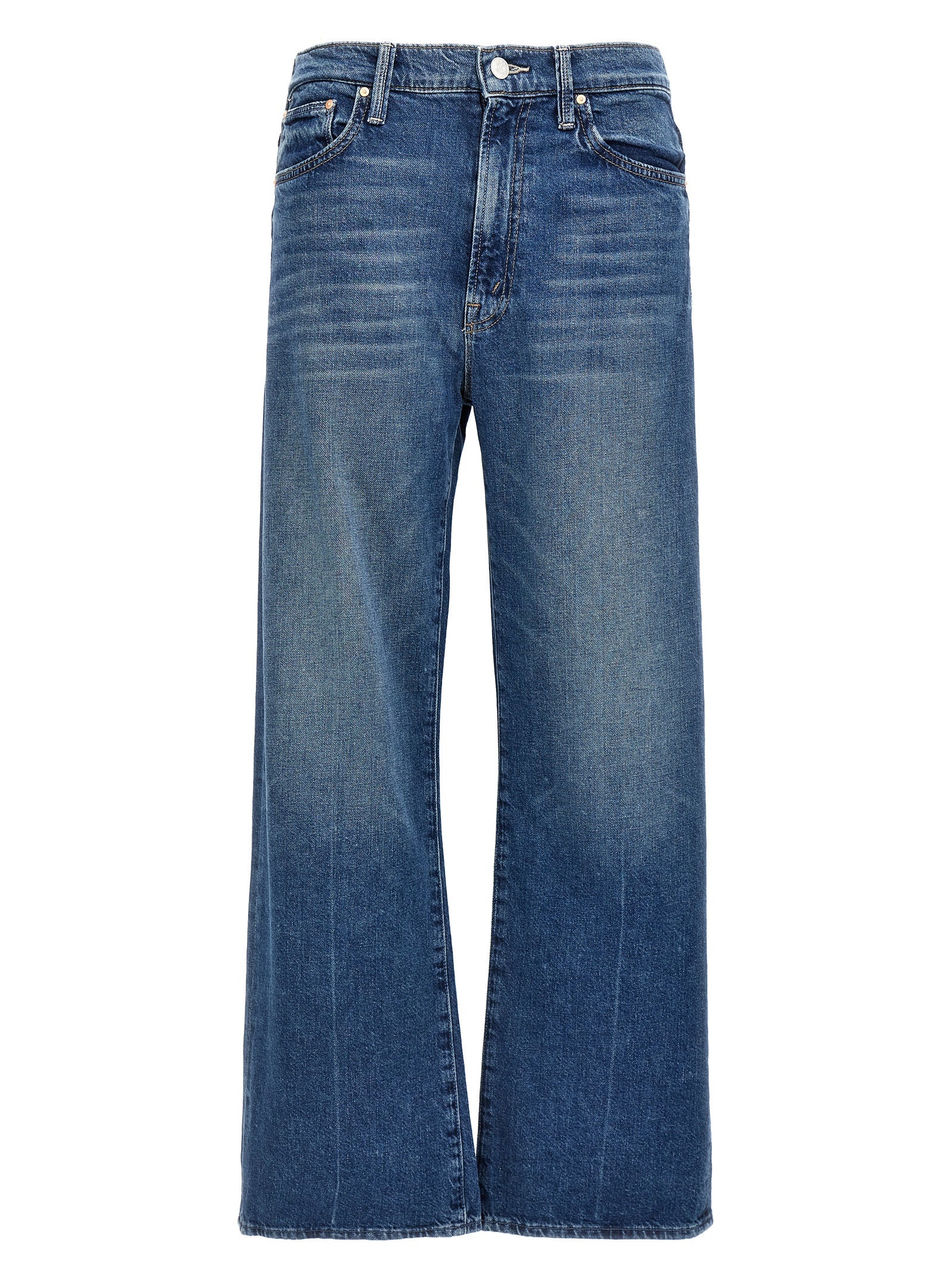 Mother Denim Blue Cotton Straight-Leg Jeans