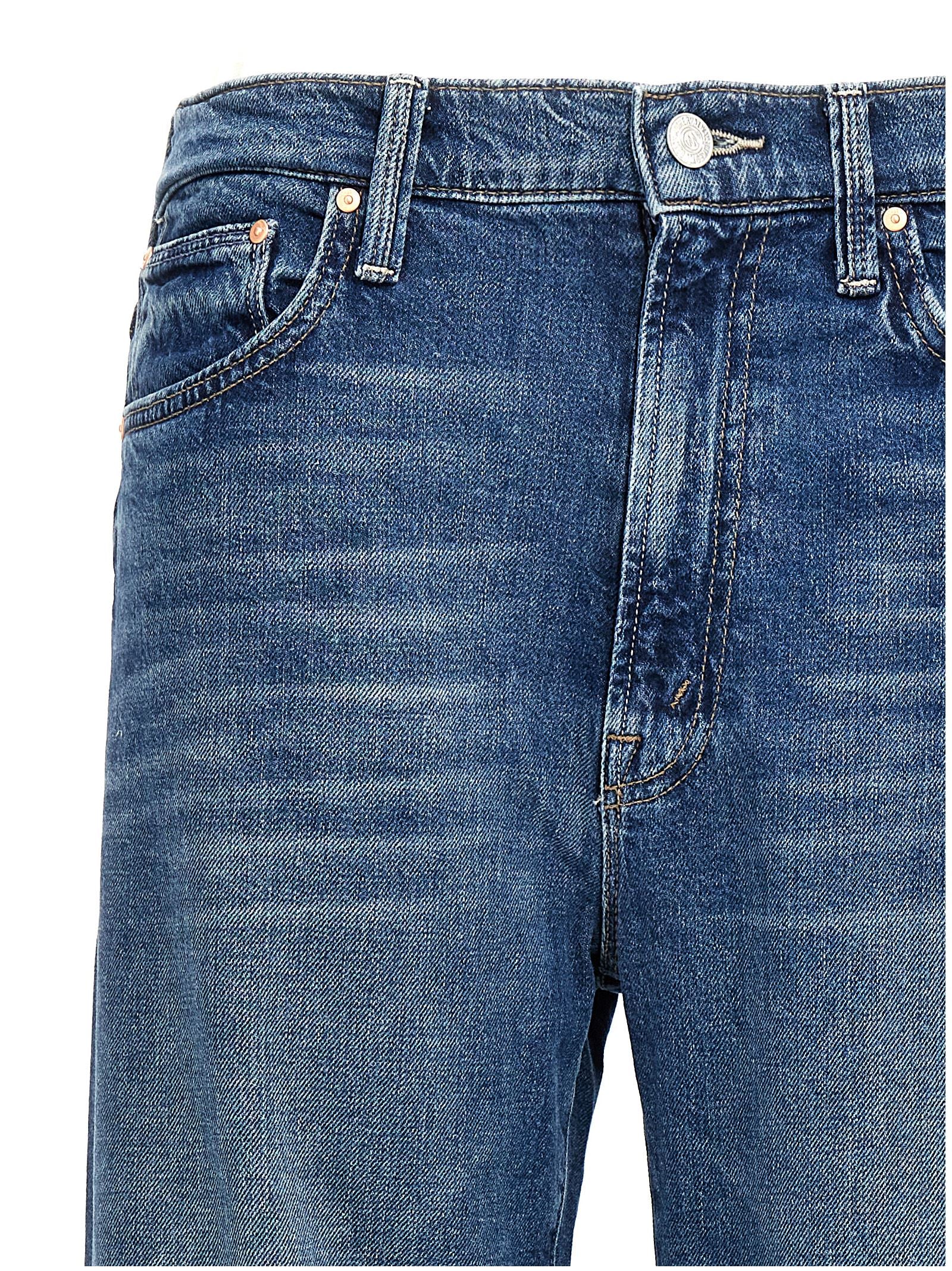 Mother Denim Blue Cotton Straight-Leg Jeans