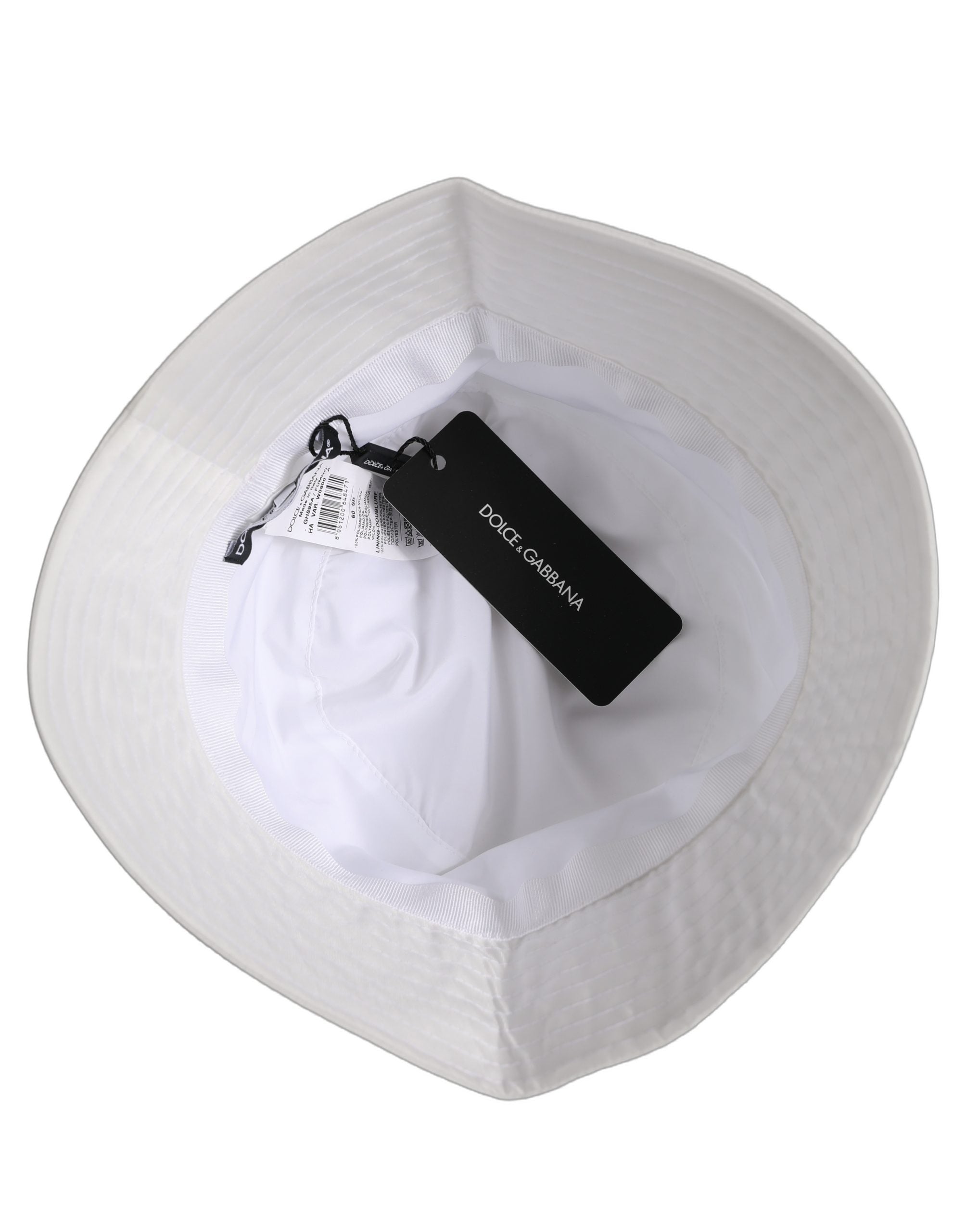 Dolce & Gabbana Men White Nylon Wide Brim Bucket Capello Hat