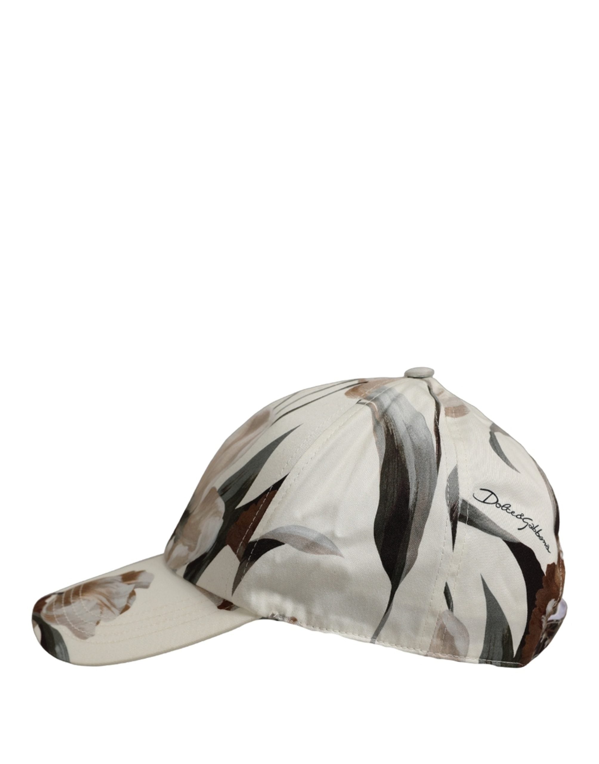 Dolce & Gabbana Men Beige Floral Cotton Baseball Capello Hat