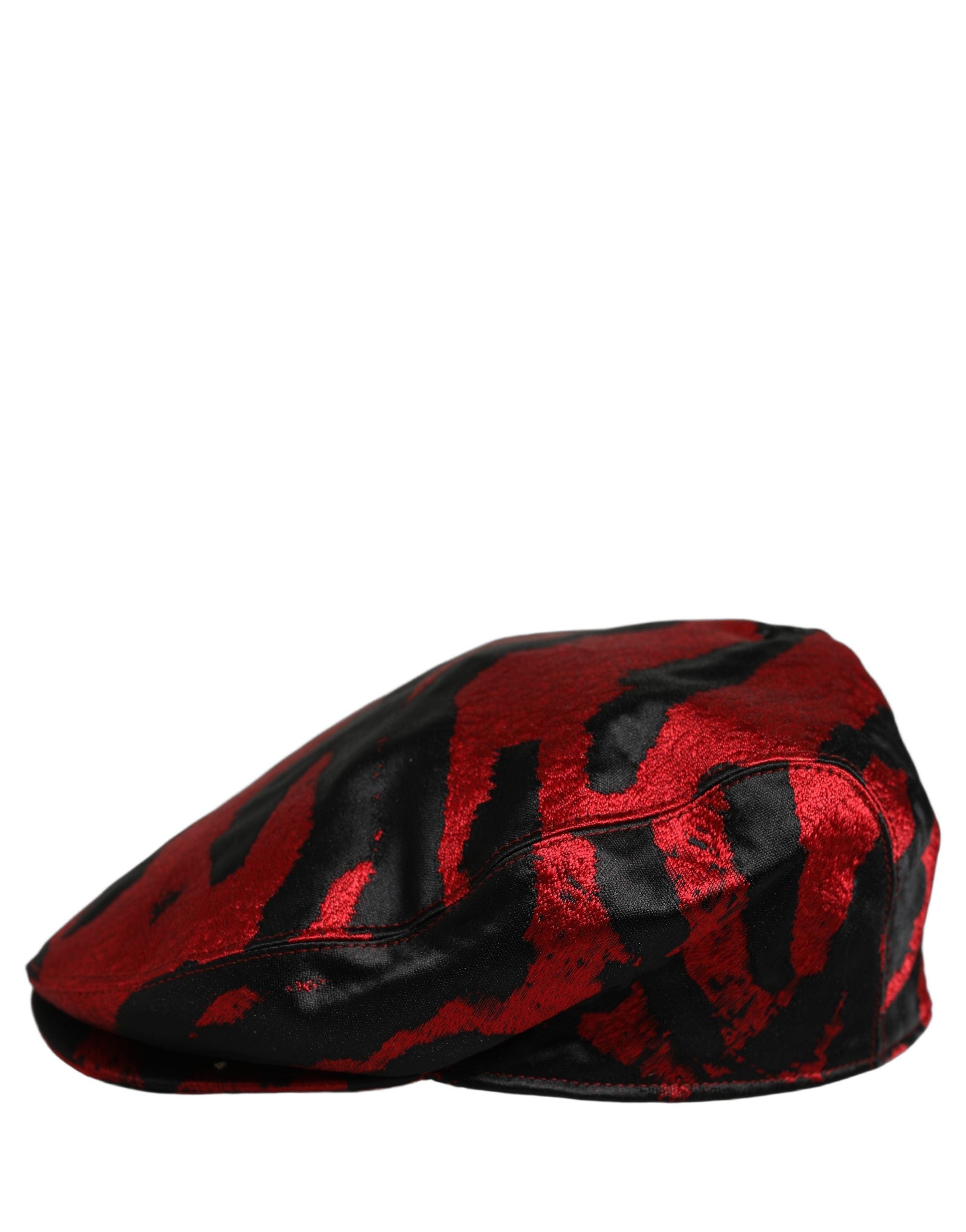 Dolce & Gabbana Men Red Black Stripe Cotton Newsboy Capello Hat