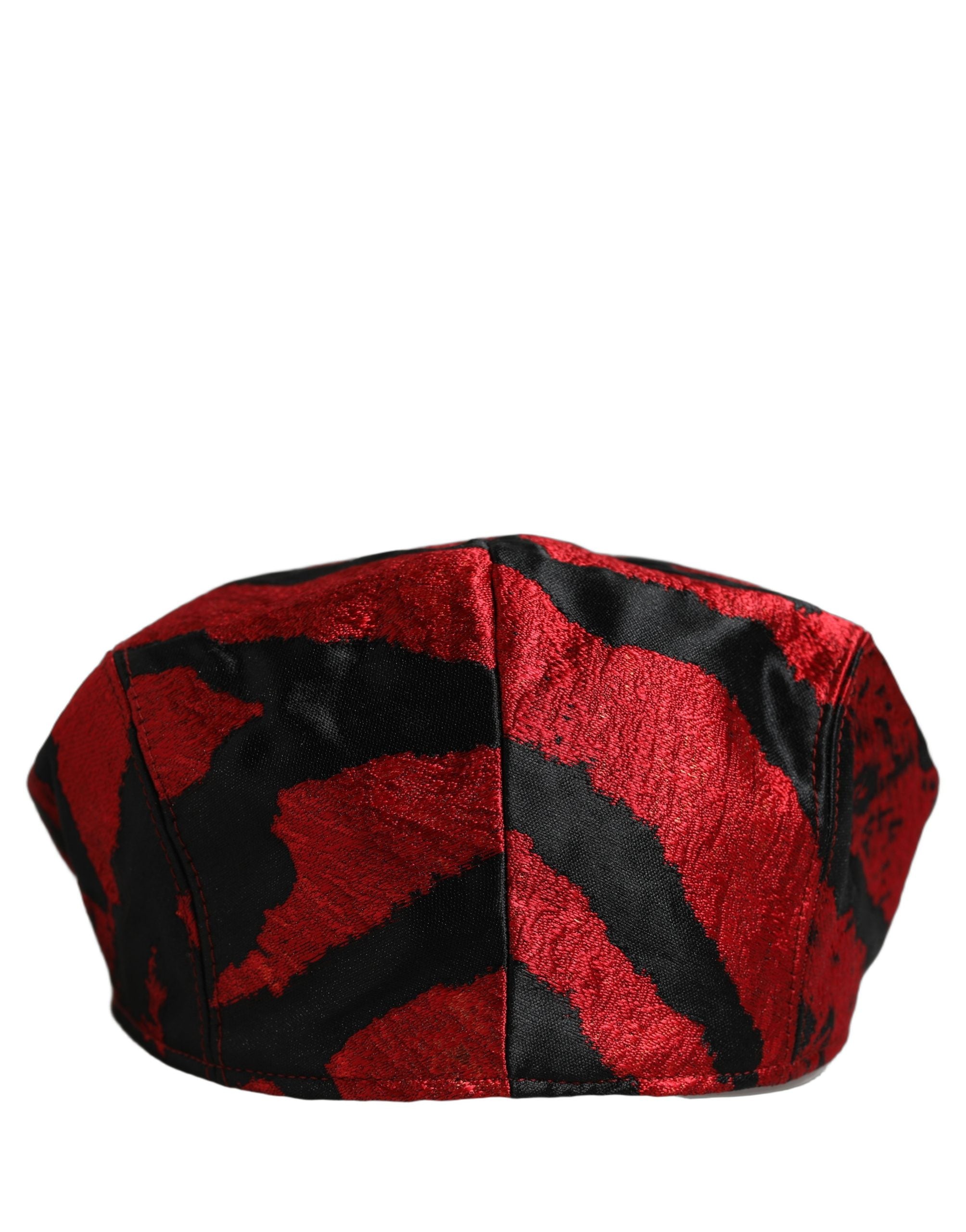 Dolce & Gabbana Men Red Black Stripe Cotton Newsboy Capello Hat