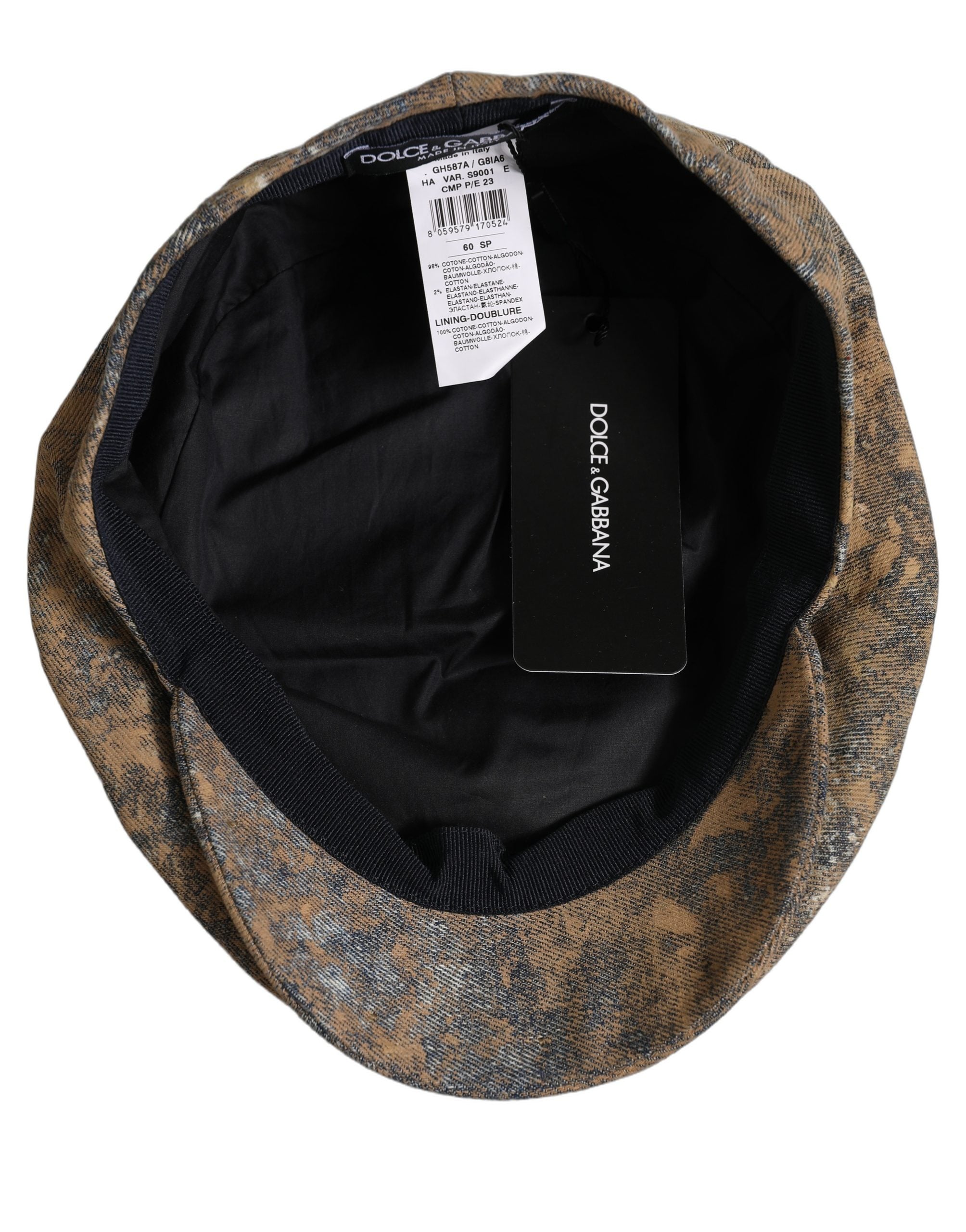 Dolce & Gabbana Men Brown Cotton Newsboy Capello Cabbie Hat