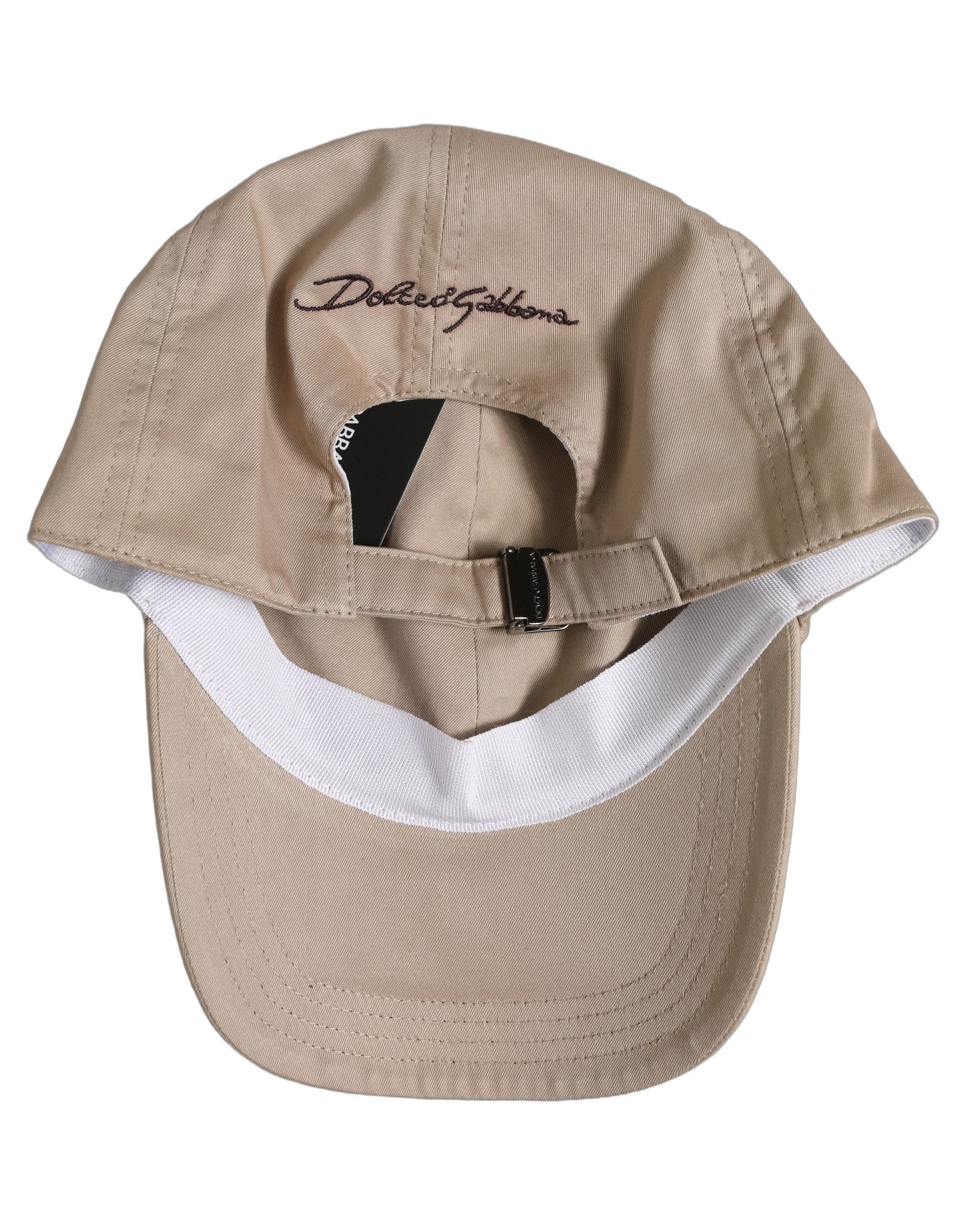 Dolce & Gabbana Men Beige Cotton Stretch Baseball Capello Hat
