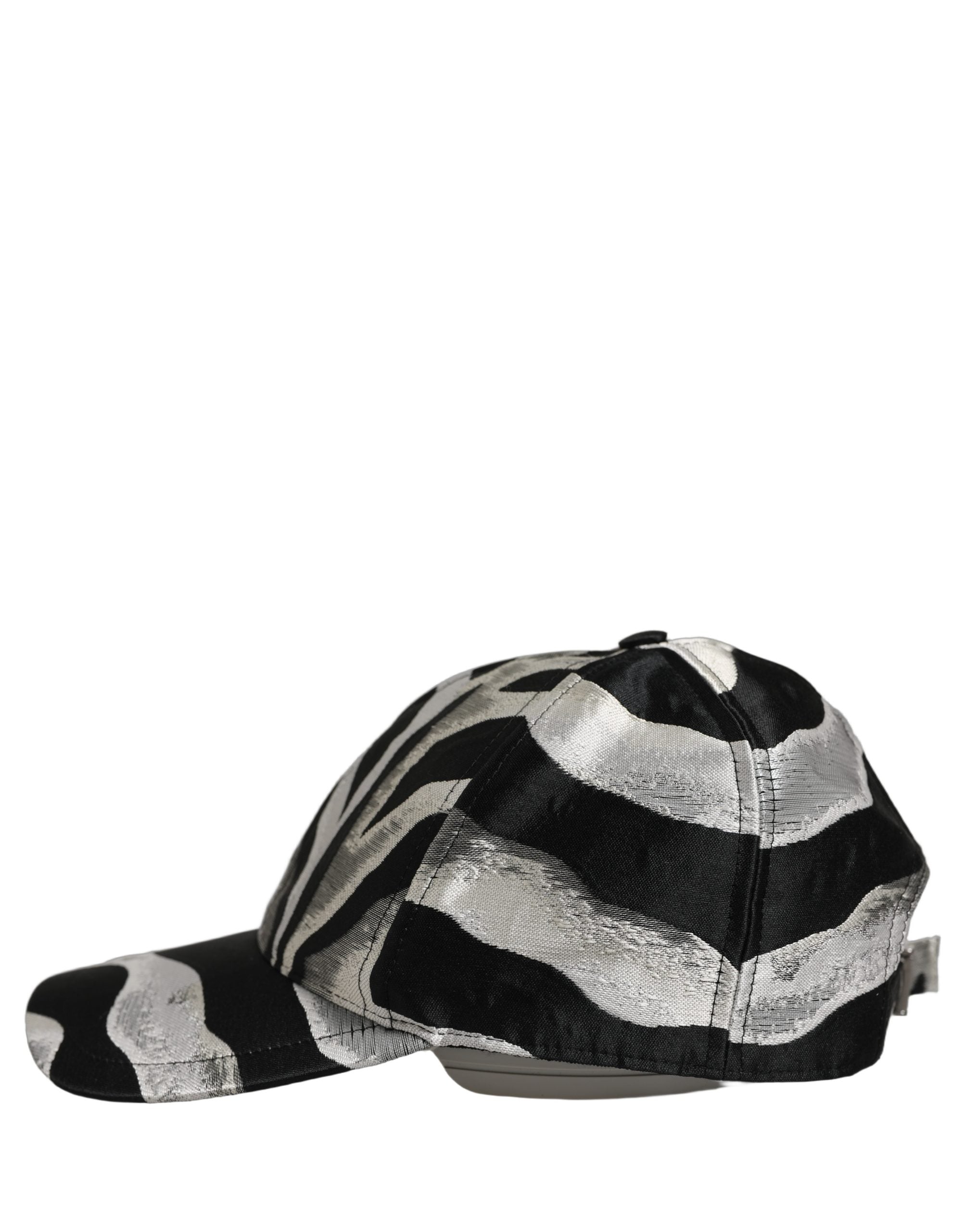 Dolce & Gabbana Men Black Silver Zebra Pattern Baseball Cap Hat