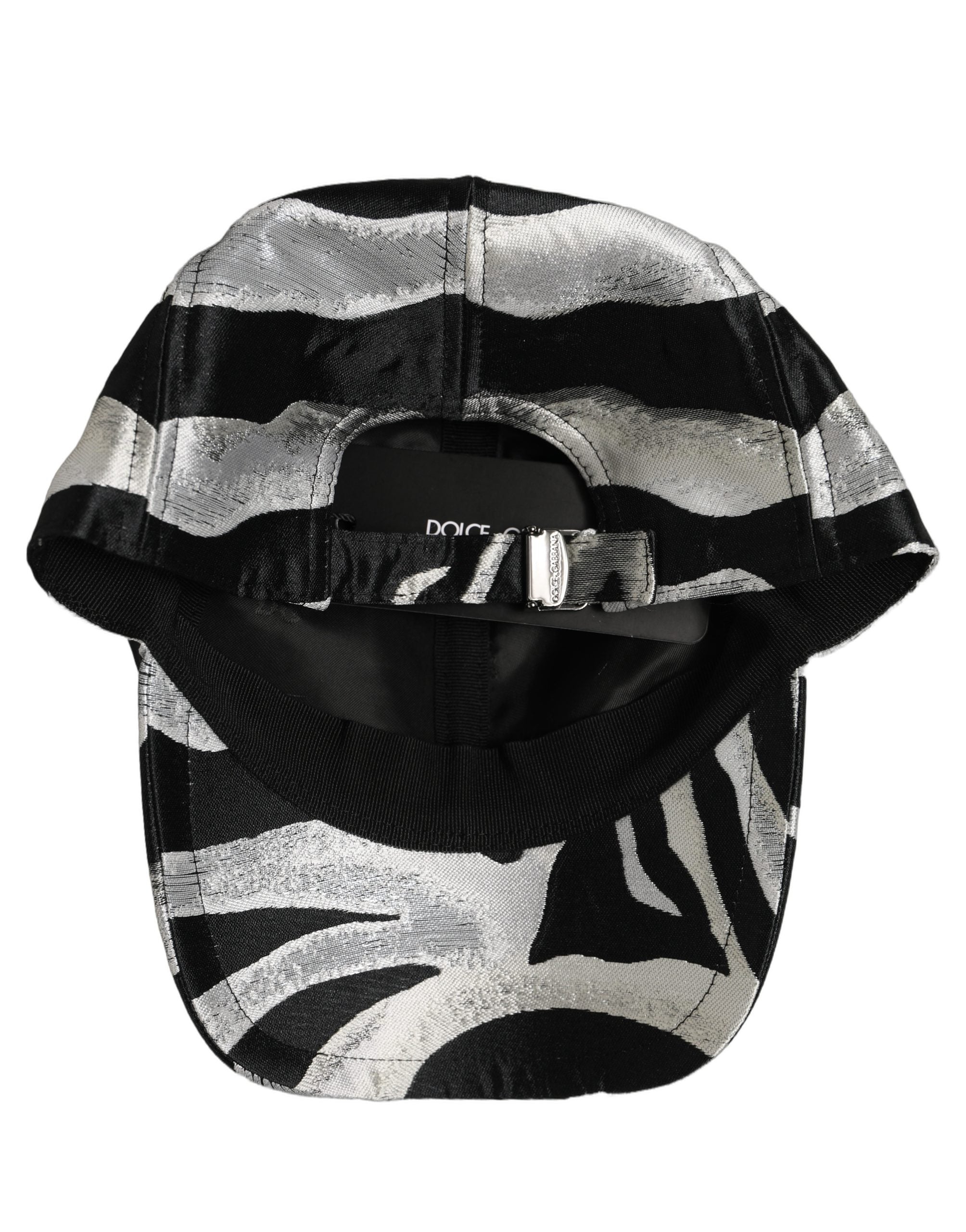 Dolce & Gabbana Men Black Silver Zebra Pattern Baseball Cap Hat