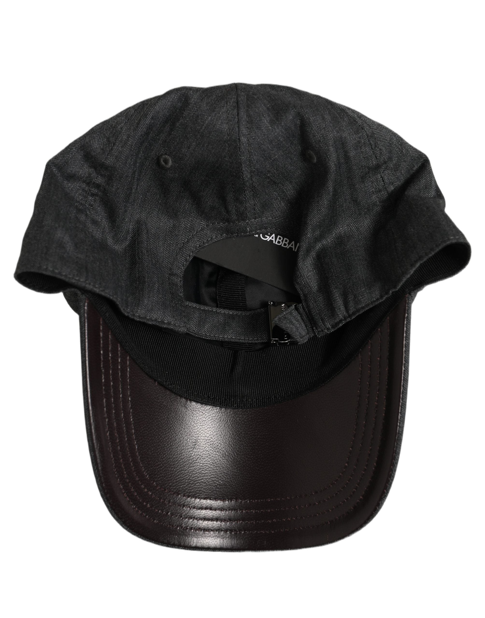 Dolce & Gabbana Men Dark Gray Herringbone Baseball Cap Hat