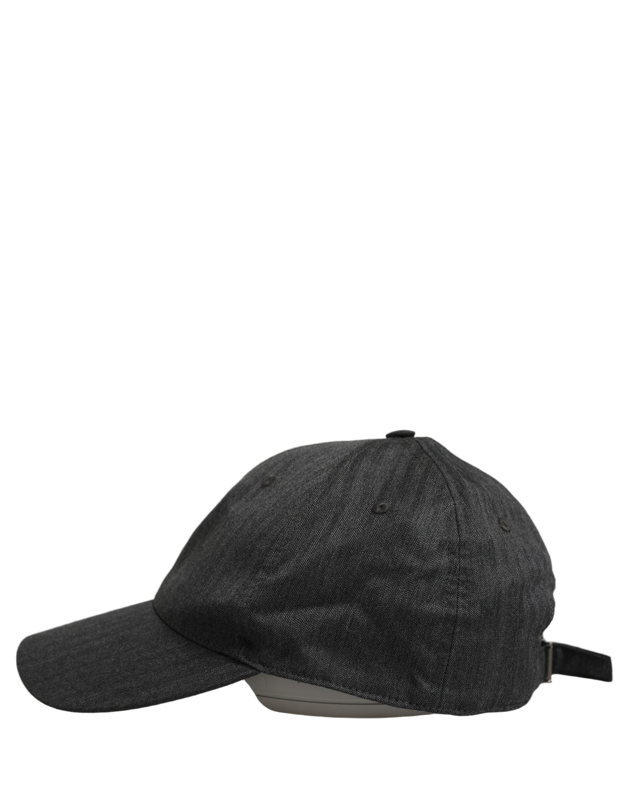 Dolce & Gabbana Men Dark Gray Herringbone Baseball Cap Hat