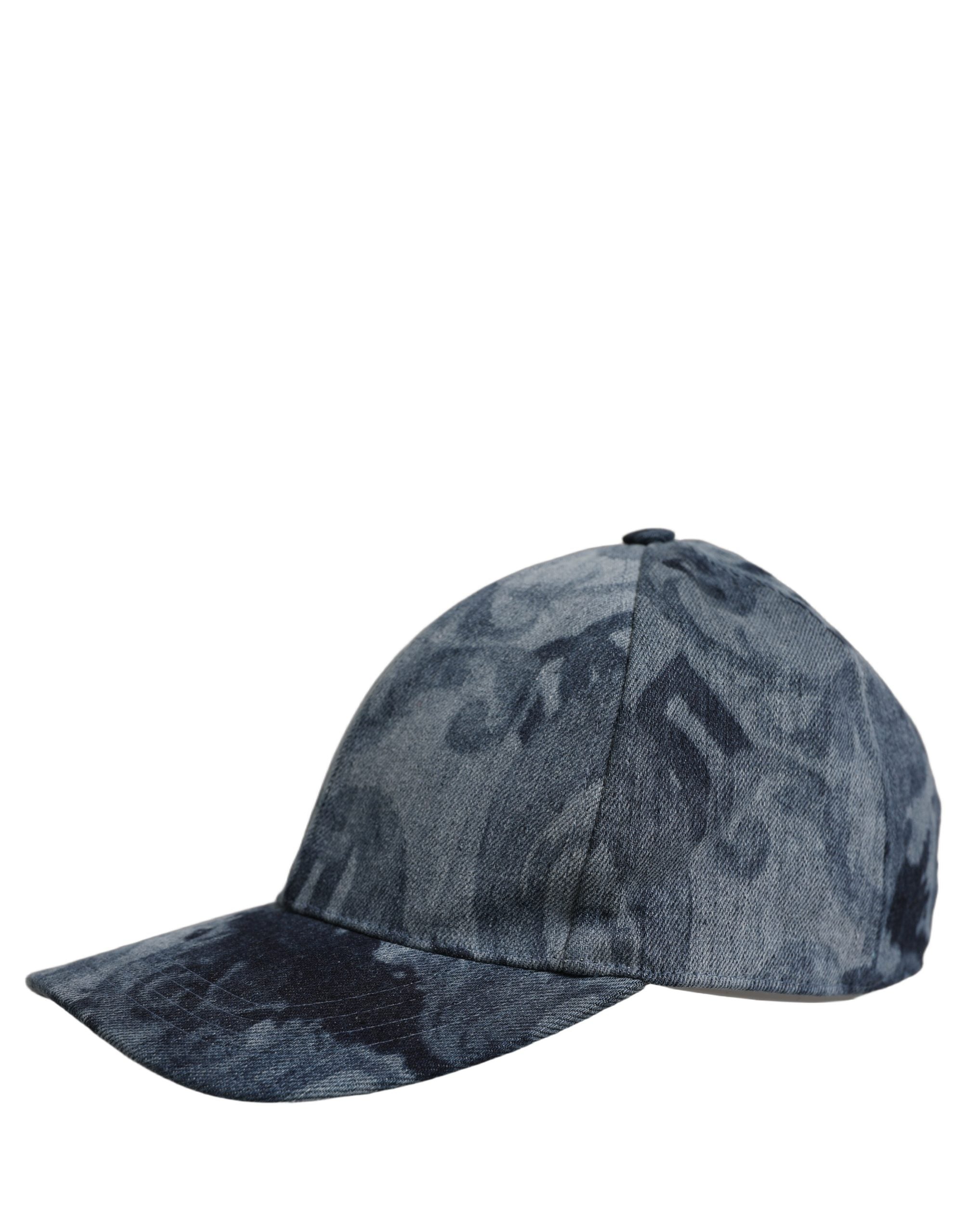 Dolce & Gabbana Men Blue All Over Logo Cotton Baseball Cap Hat