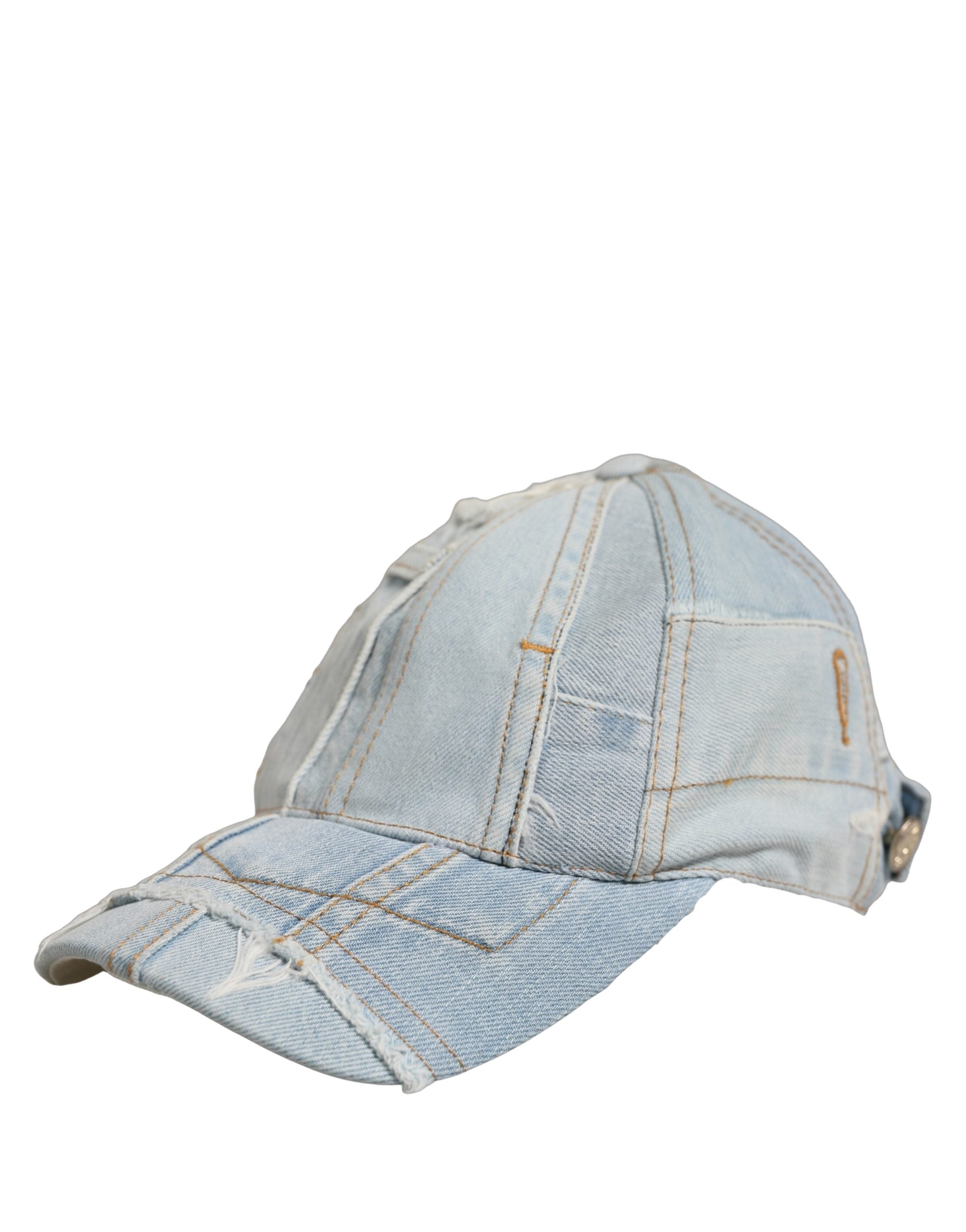 Dolce & Gabbana Men Blue Patchwork Cotton Denim Baseball Cap Hat