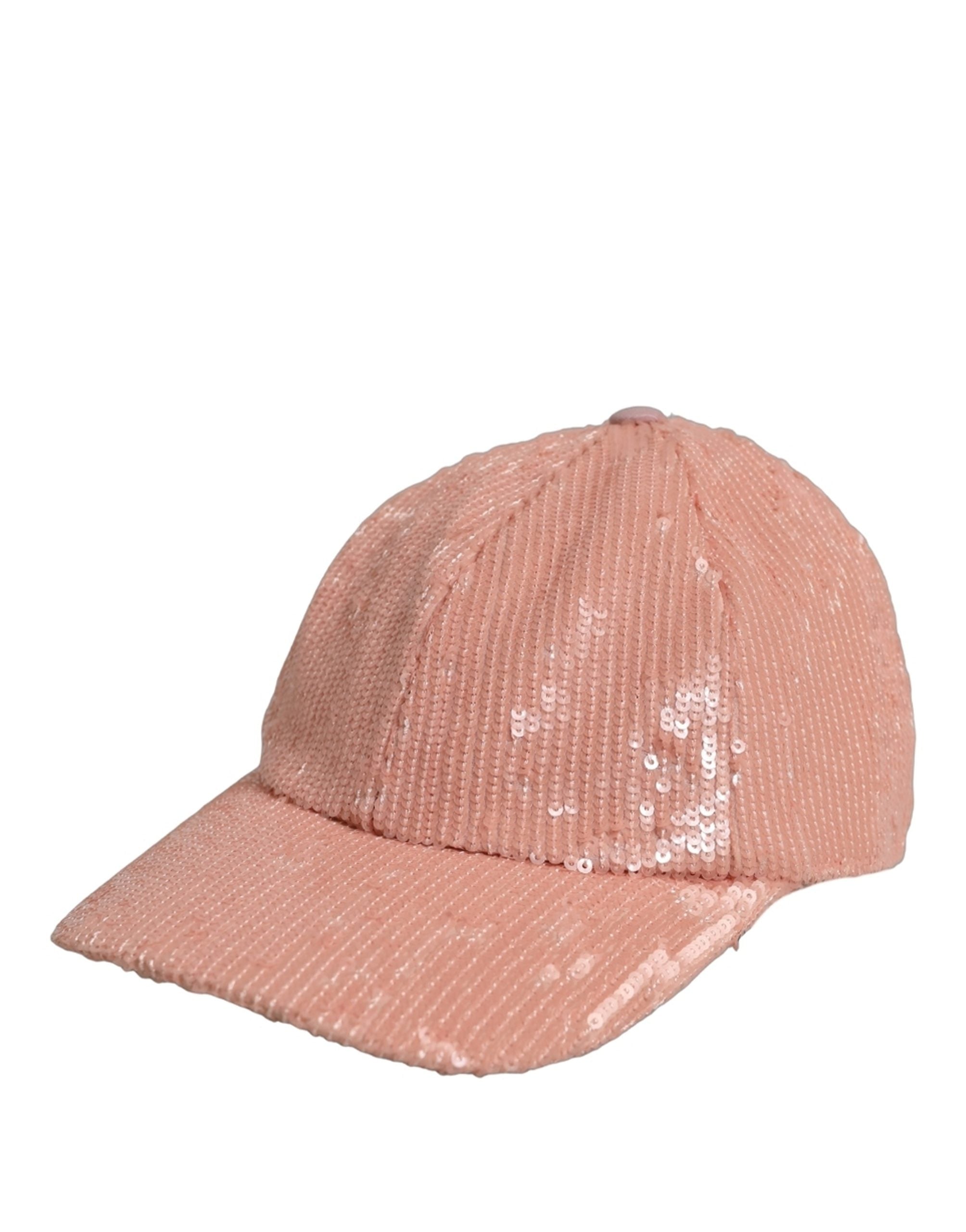 Dolce & Gabbana Men Pink Cotton Sequin Baseball Cap 6 Panels Hat