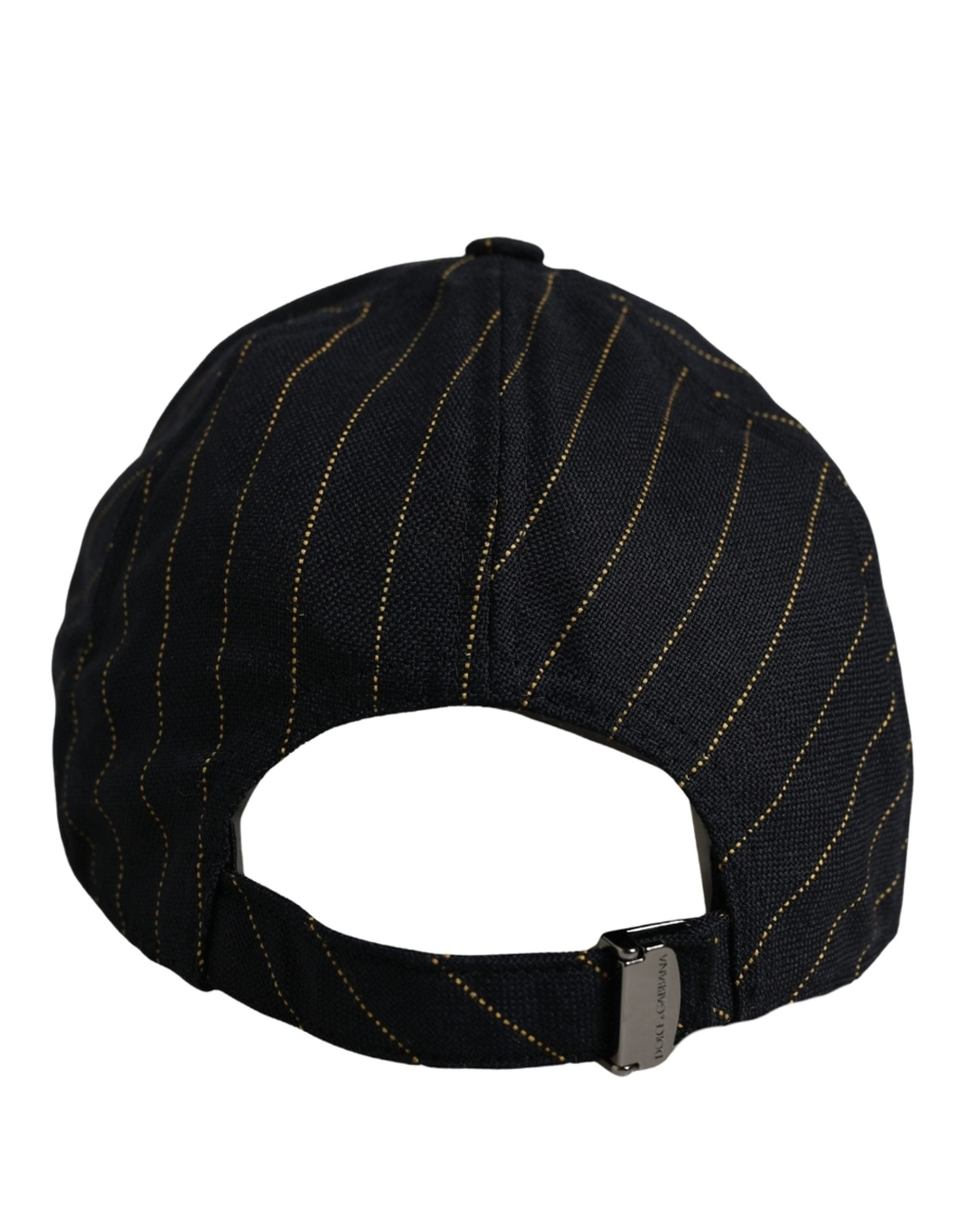 Dolce & Gabbana Black Gold Pinstriped Cotton Baseball Cap Hat