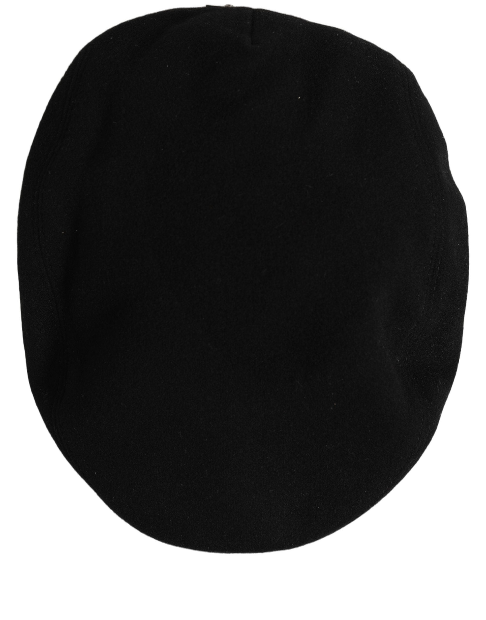 Dolce & Gabbana Men Black Wool Blend Flat Cloth Newsboy Cap Hat