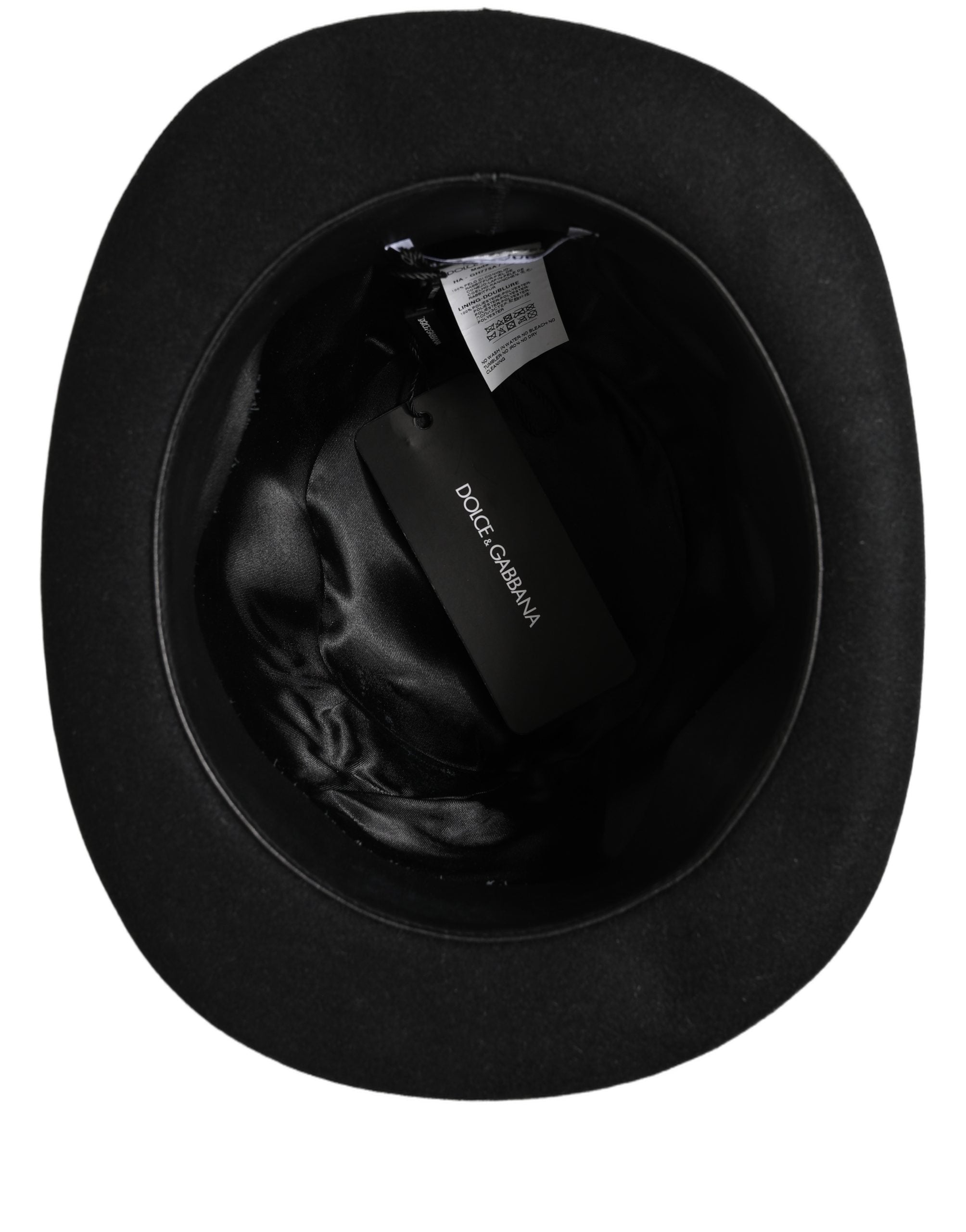 Dolce & Gabbana Men Black Rabbit Fur Felt Bowler Capello Hat